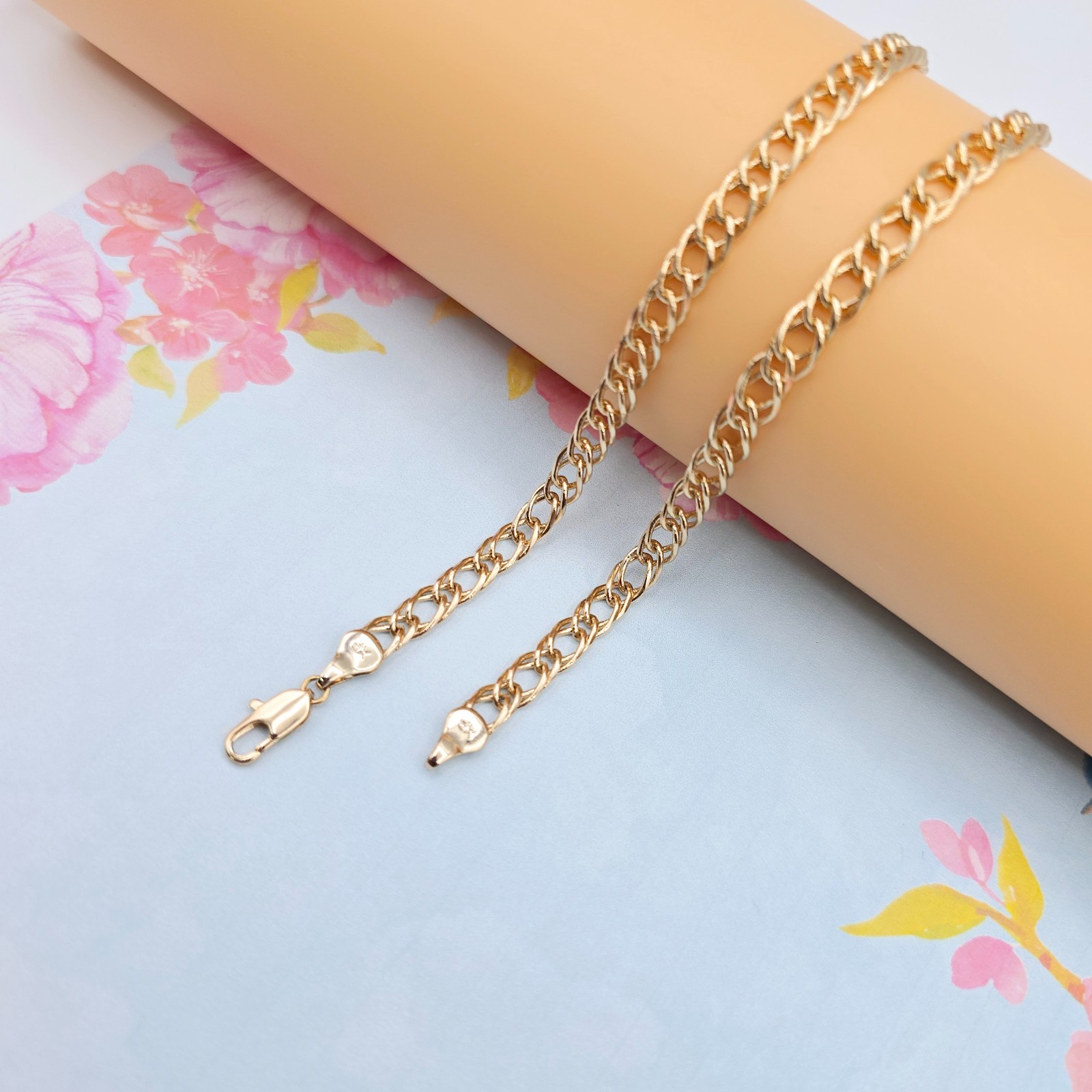 Curb Chain Necklace for Men & Women, 23.6 Inch Length, XPNL0088 Slim Rose Gold