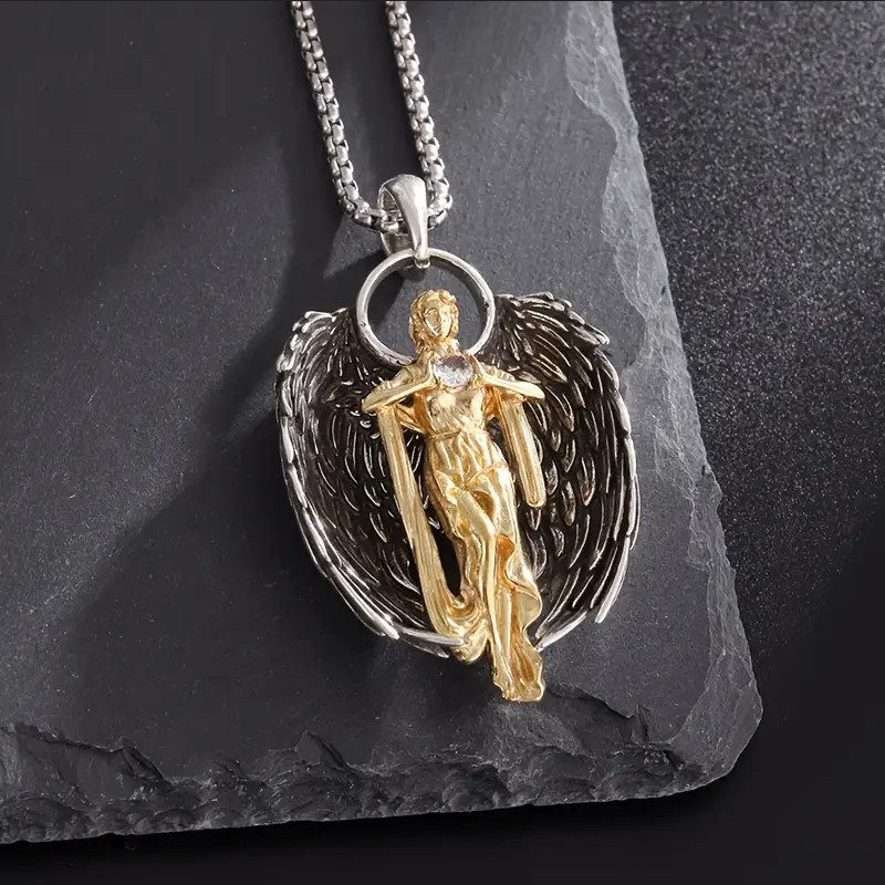 Shield Of Divine Jewelry Vintage Silver Sexy Goddess Angel Pendant Necklace