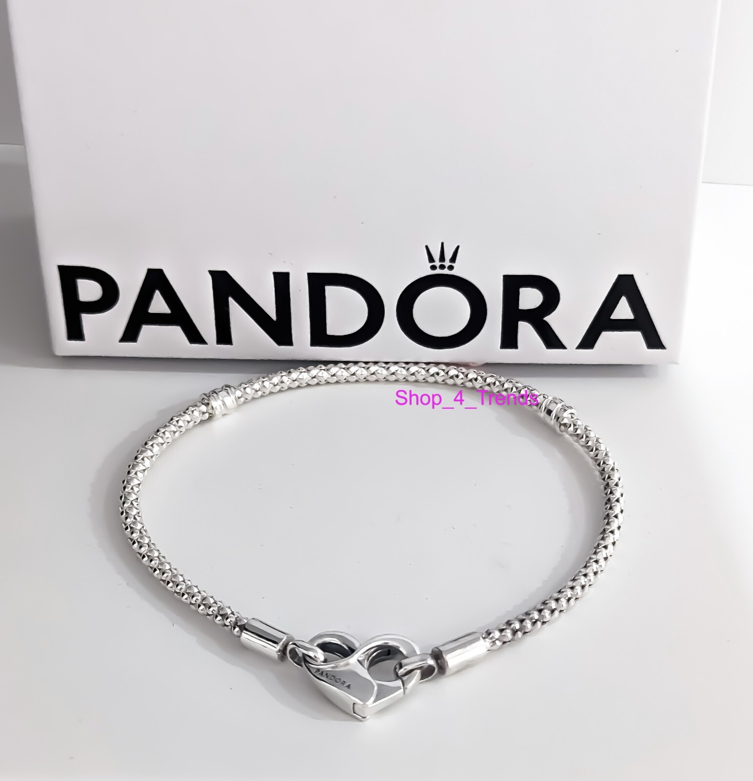 NEW PANDORA 592453C00 925 Silver Moment Studded Chain Heart Charm Bracelets