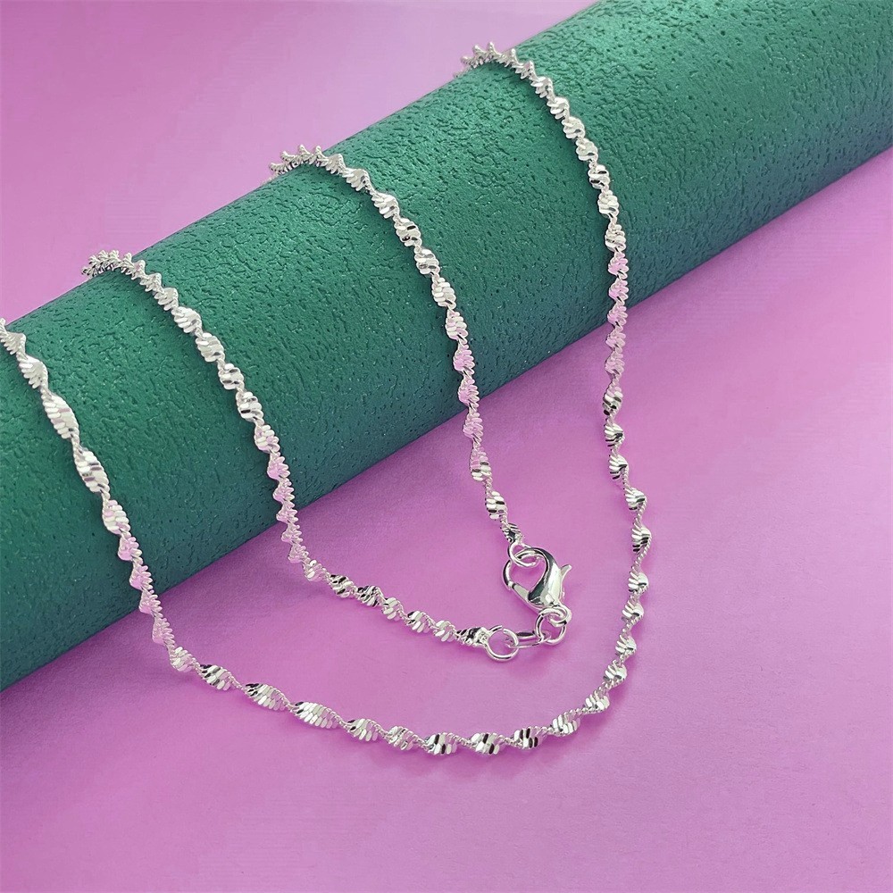 16″-24″ Unisex 925 Sterling Silver Diamond Cut 2mm Link Chain Necklace #N279