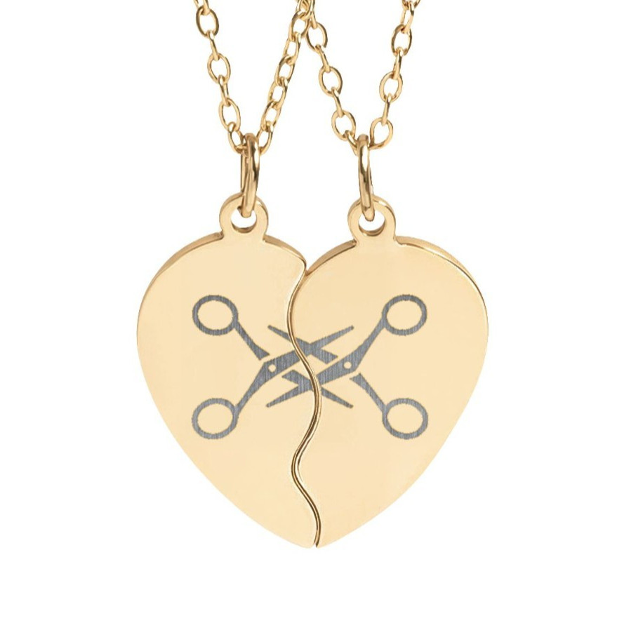 Matching Split Heart Scissor Necklaces – Queer Partner Jewelry with a Wink yuri