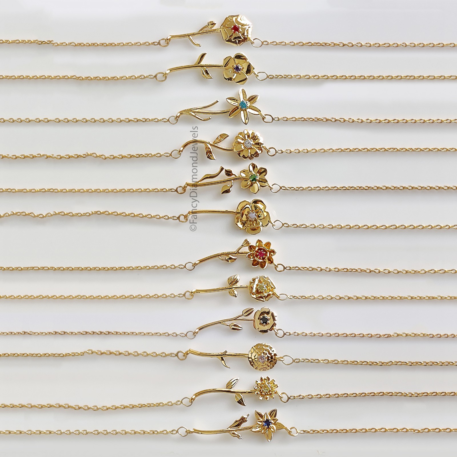 Silver Filled Birth Flower Necklace Birthstone Flower Necklace Gift for Her