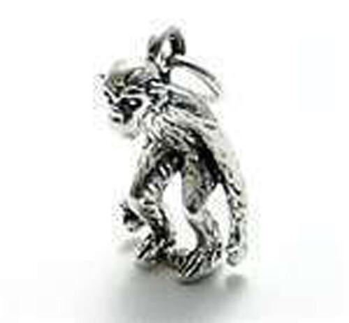 925 Sterling Silver 3D Monkey Chimp Orangutan Charm