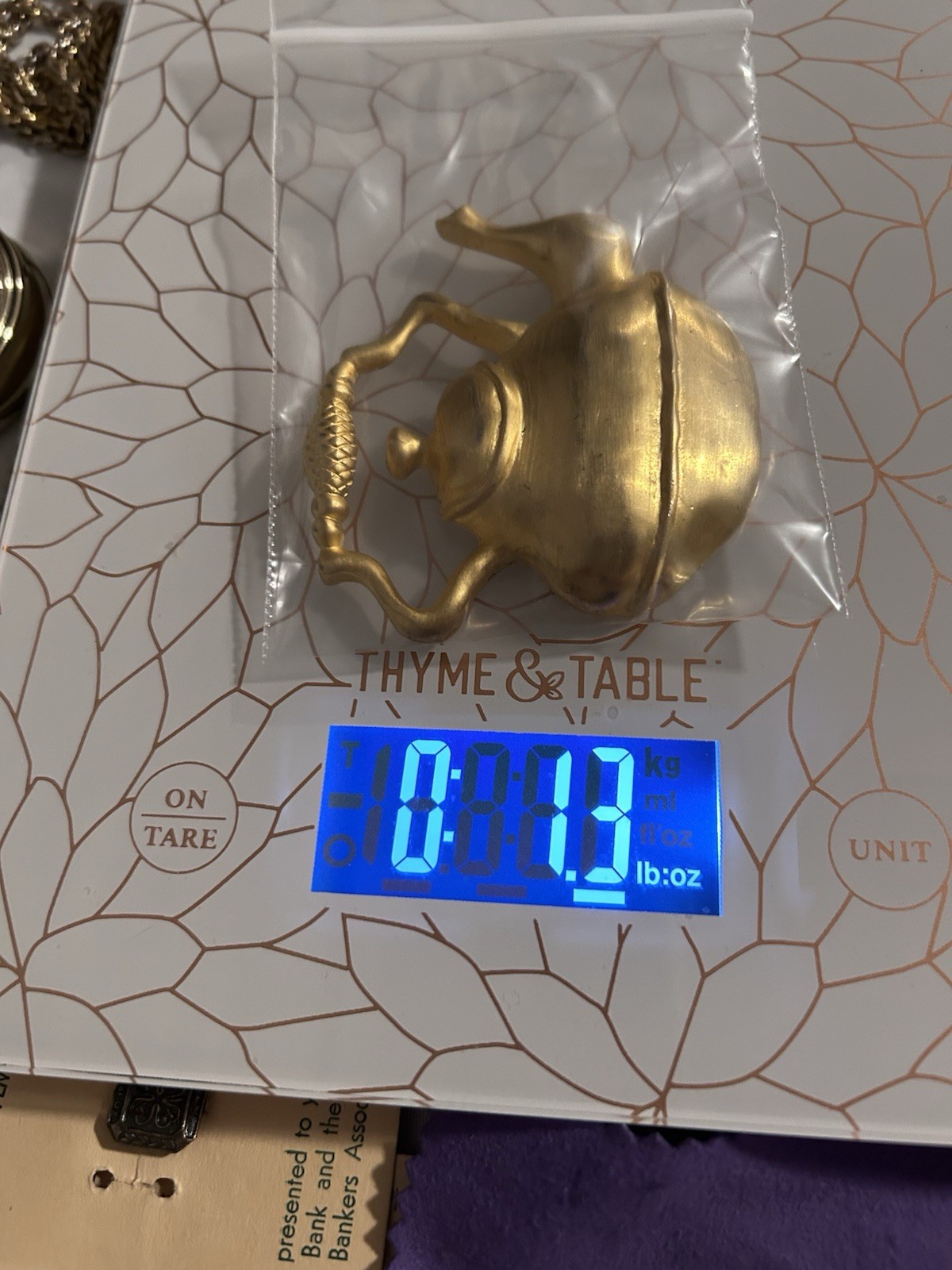 Gold Tone Teapot Brooch Pin Metal Food & Drink Theme 3 Inch No Stone – vintage