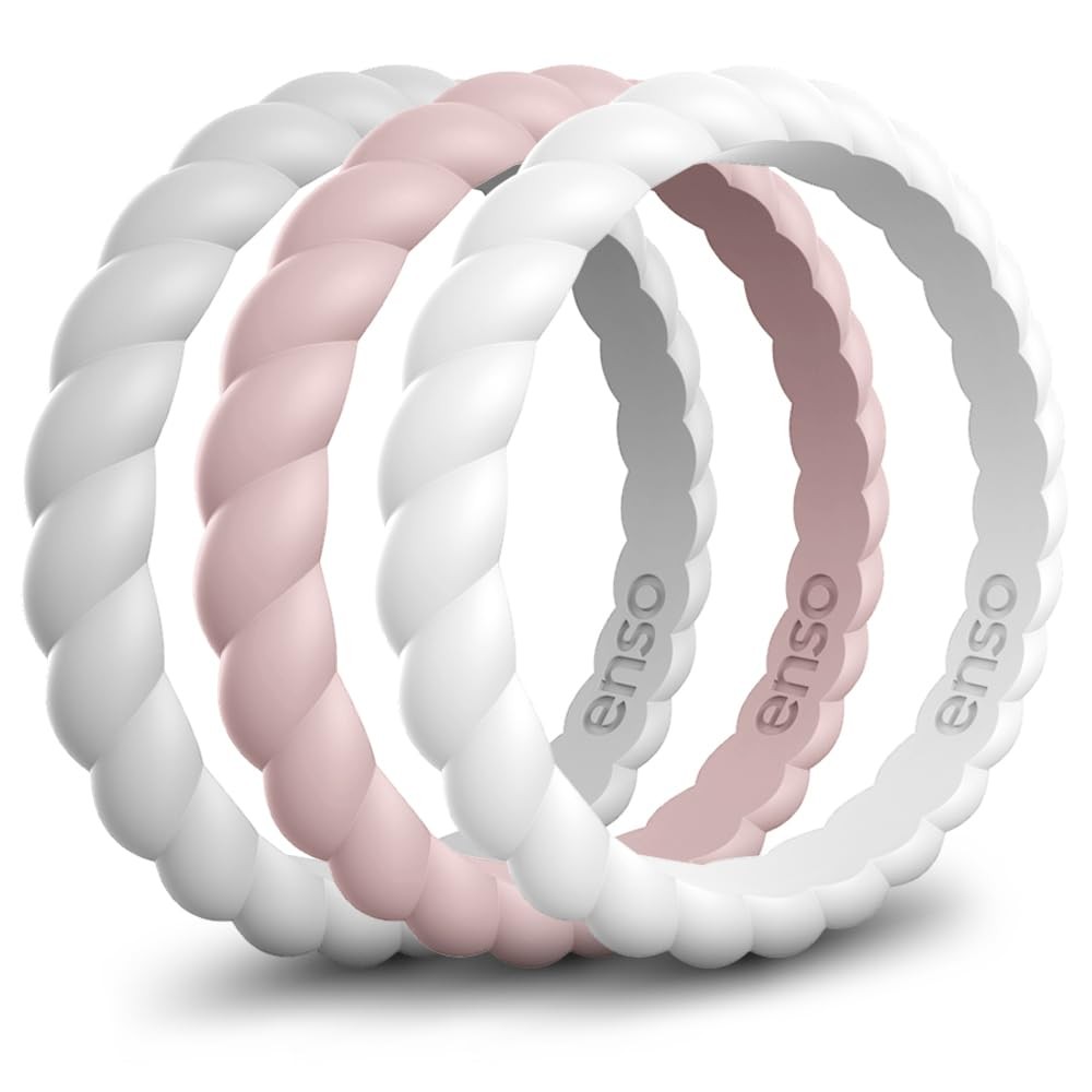 Stackable Braided Silicone Wedding Ring – Comfortable and Flexible Design – W…