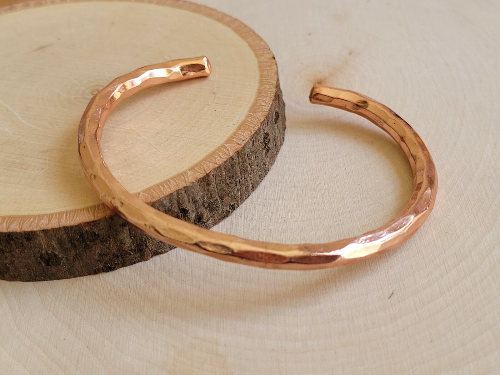 Hammered Solid Copper Cuff – Pure Copper Arthritis Therapy Adjustable Bracelet
