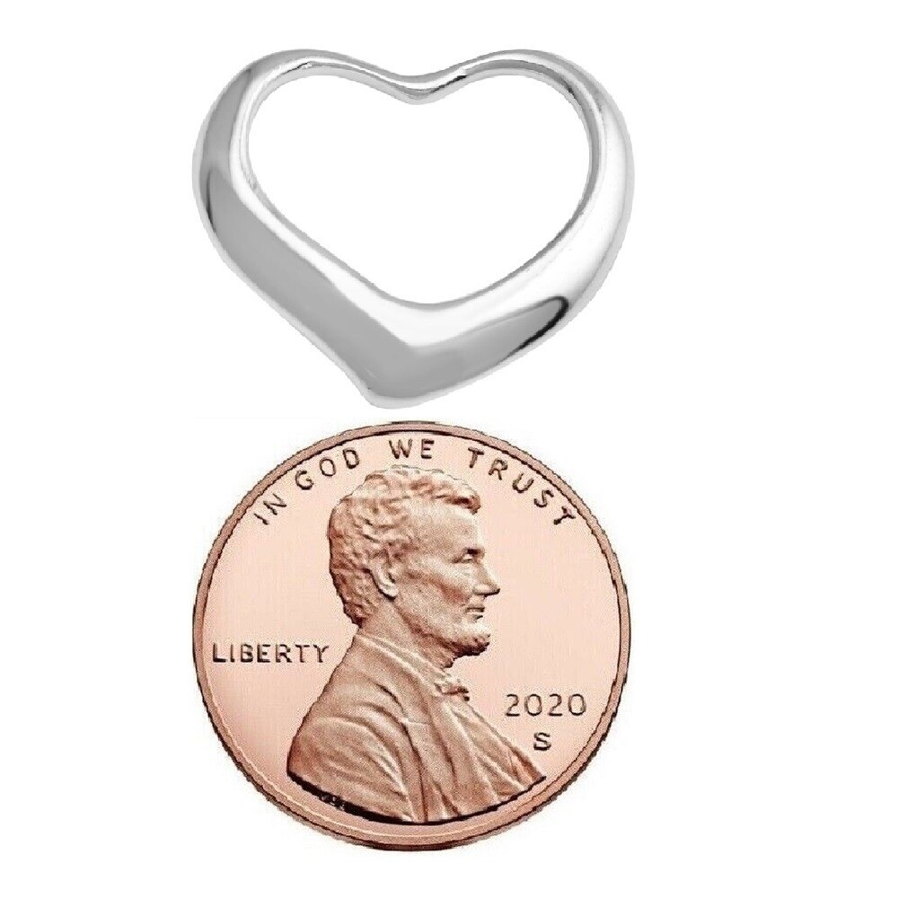 Sterling Silver High Polished Classic Valentine Classic Floating Heart Pendant