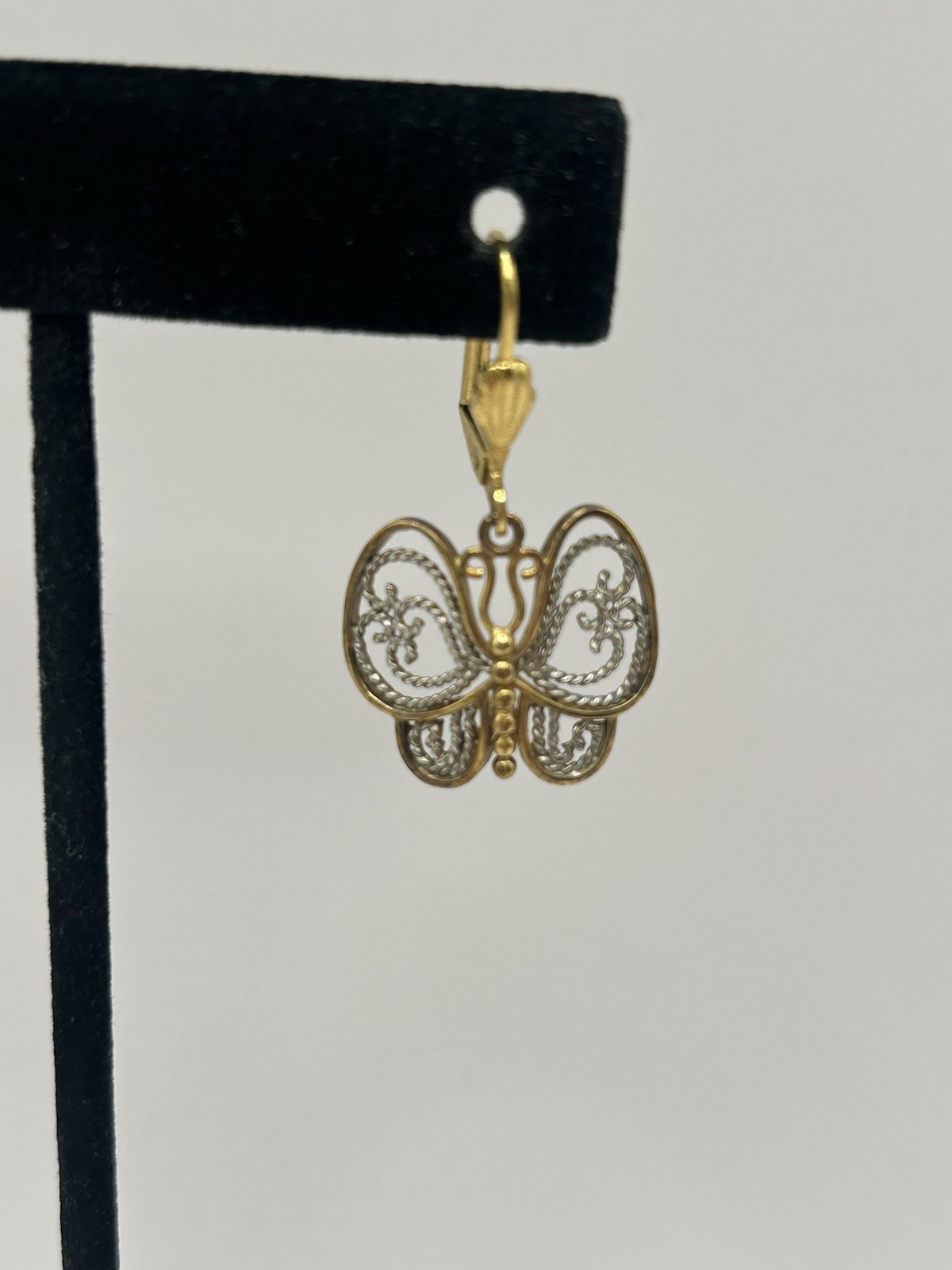 Pair Of Palmbeach 18k Gold-Plated Two-Tone Filigree Butterfly Drop Earrings Boho