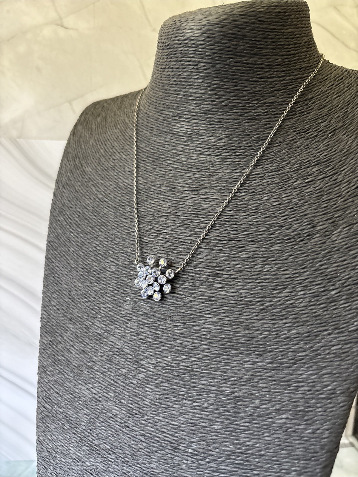 Snowflake Necklace Konplatt by Miranda Jo Pale Ice Blue Faceted Crystal Ethereal