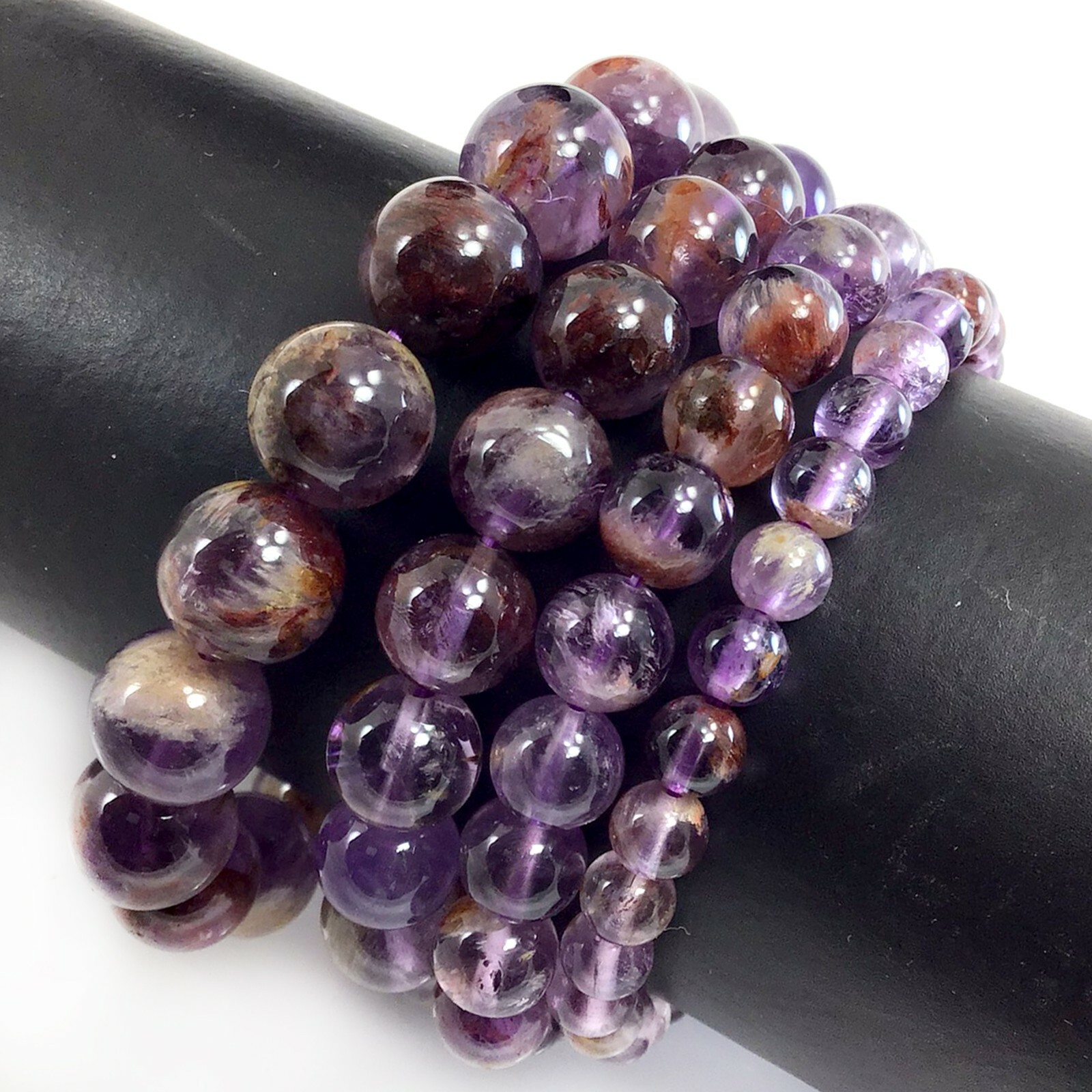 Handmade Gemstone Natural Super Seven Crystal Beaded Bracelet 7.5″ 4 6 8 10 12mm