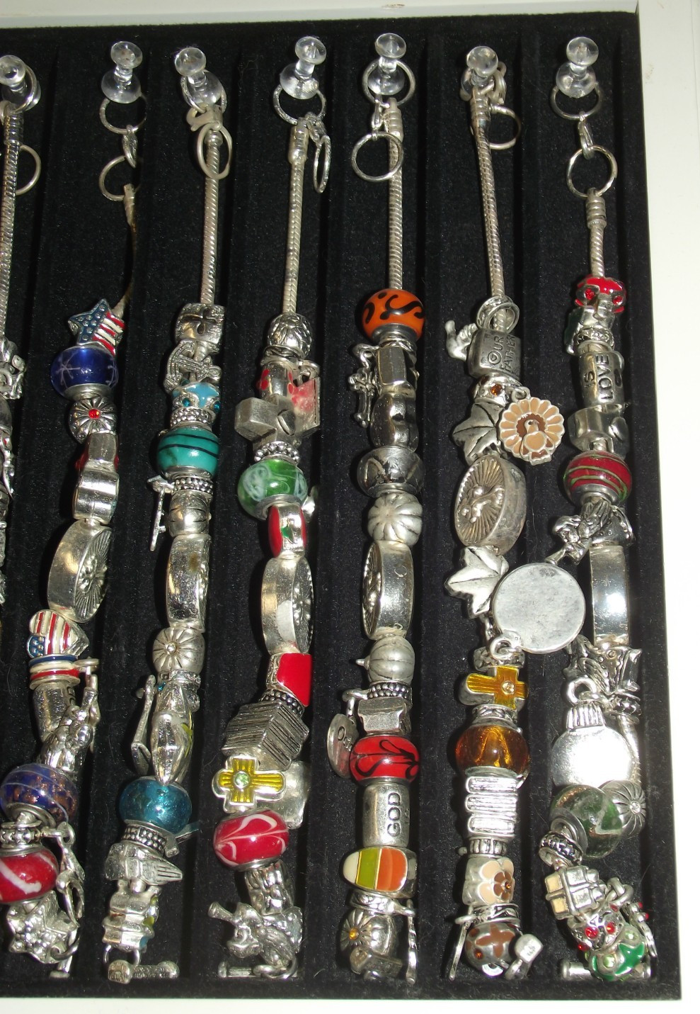 Pre Owned Willabee & Ward 12-Month Holiday Charm Bracelets Complete Wood Case