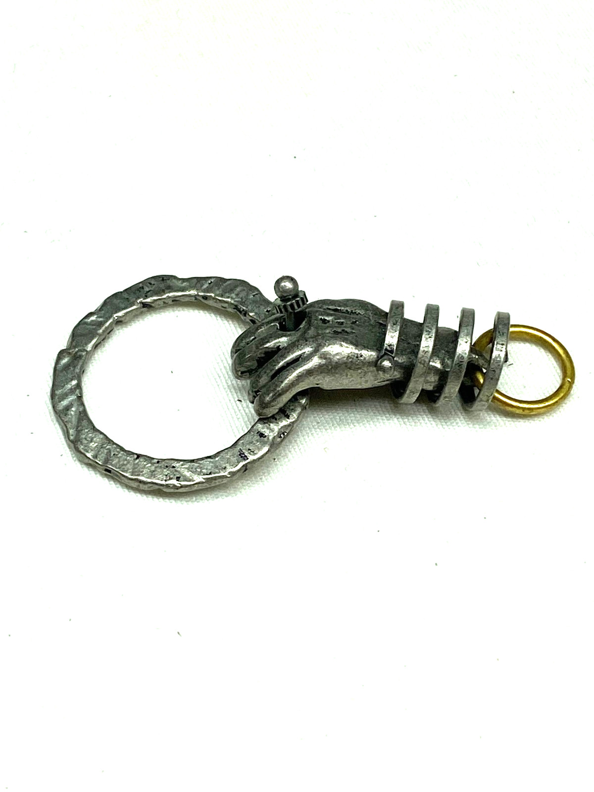 Silver Tone Modern Hand Holding Charm Holder Pendant Metal Wrap