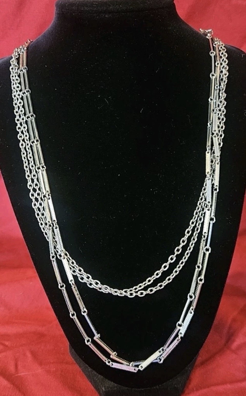 Silver Tone Double Strand 49” Long Necklace By Celebrity