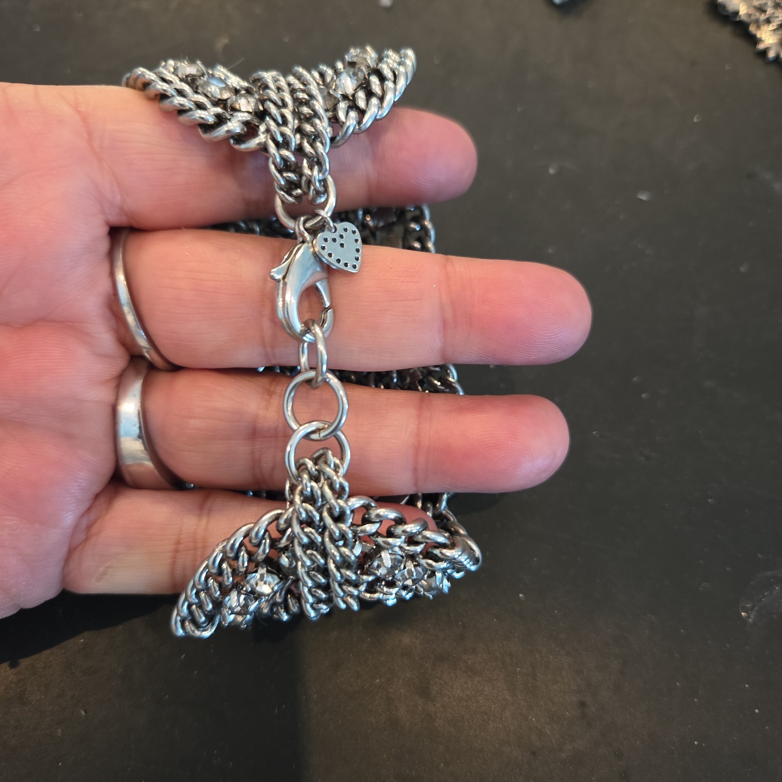 STELLA & DOT RETRO CZ SILVER WRAP BRACELET, LOBSTER CLOSURE Very heavy