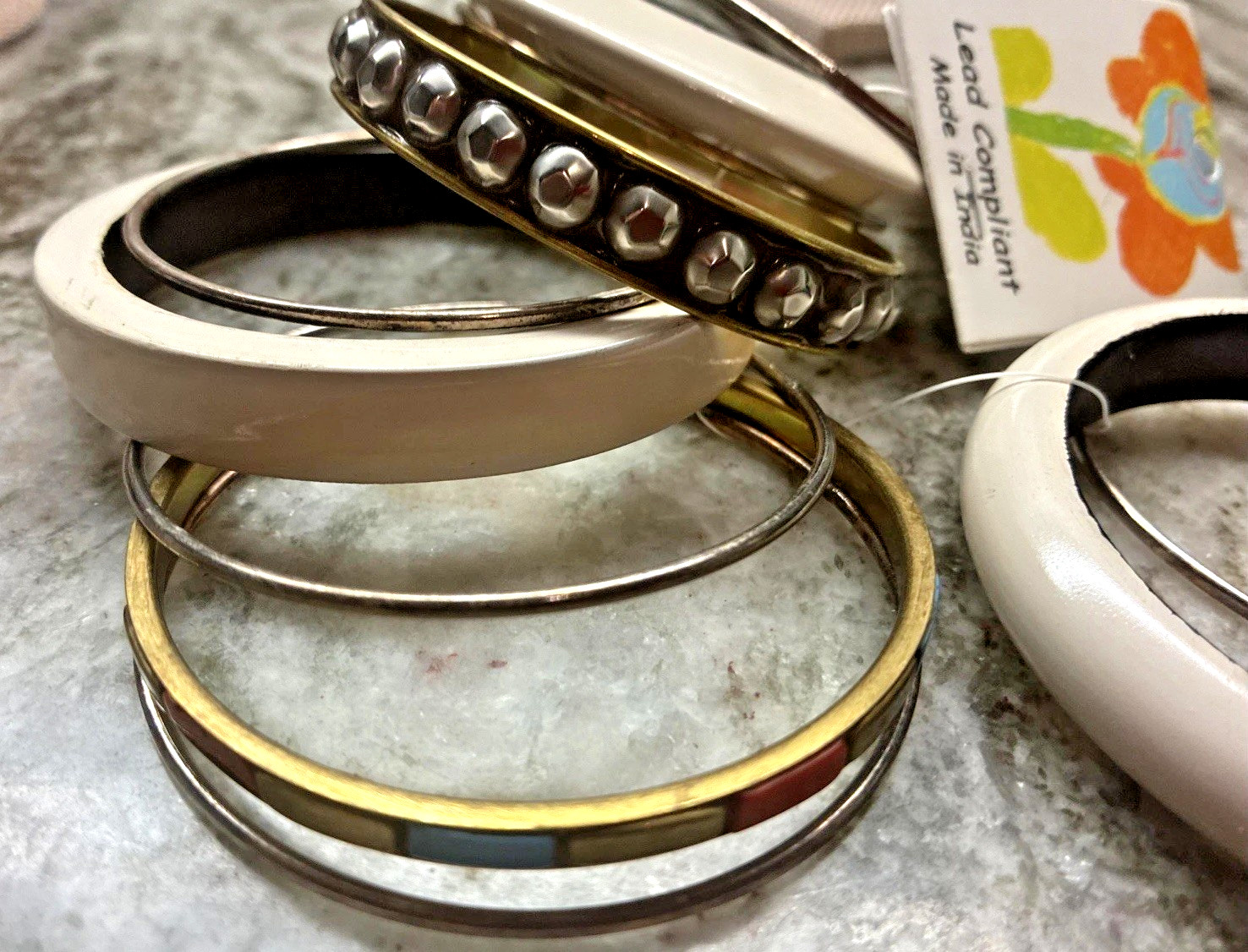 Antika Collection Bangle Bracelets Set of 11 Acrylic 9.5” India New Sealed
