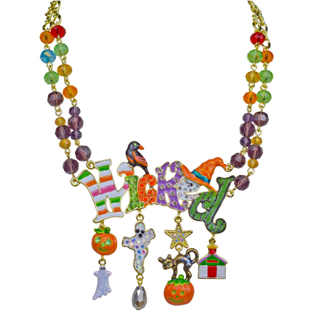 Kirks Folly Wicked Beaded Necklace goldtone Halloween