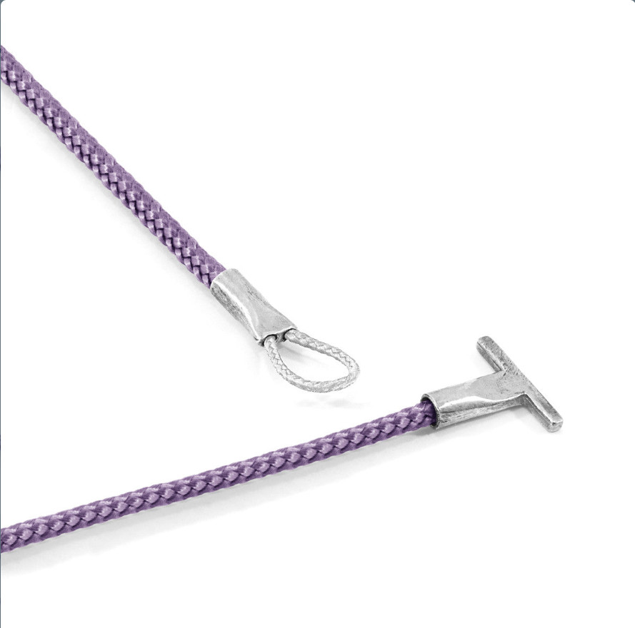 Lilac Purple Cambridge Silver and Rope Bracelet