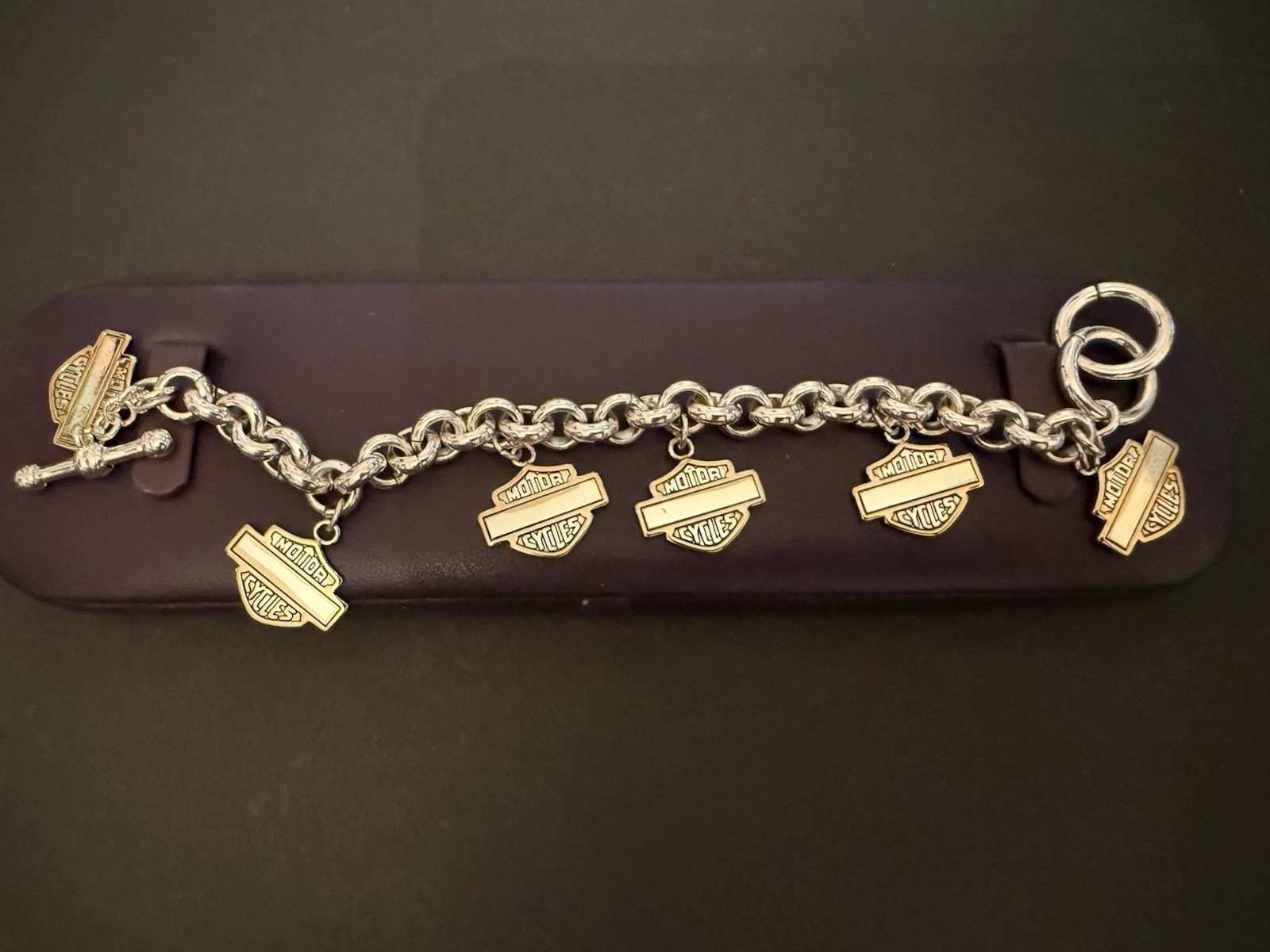 Motorcycles Charms Dangling Silvertone Bracelet 8”New without tags