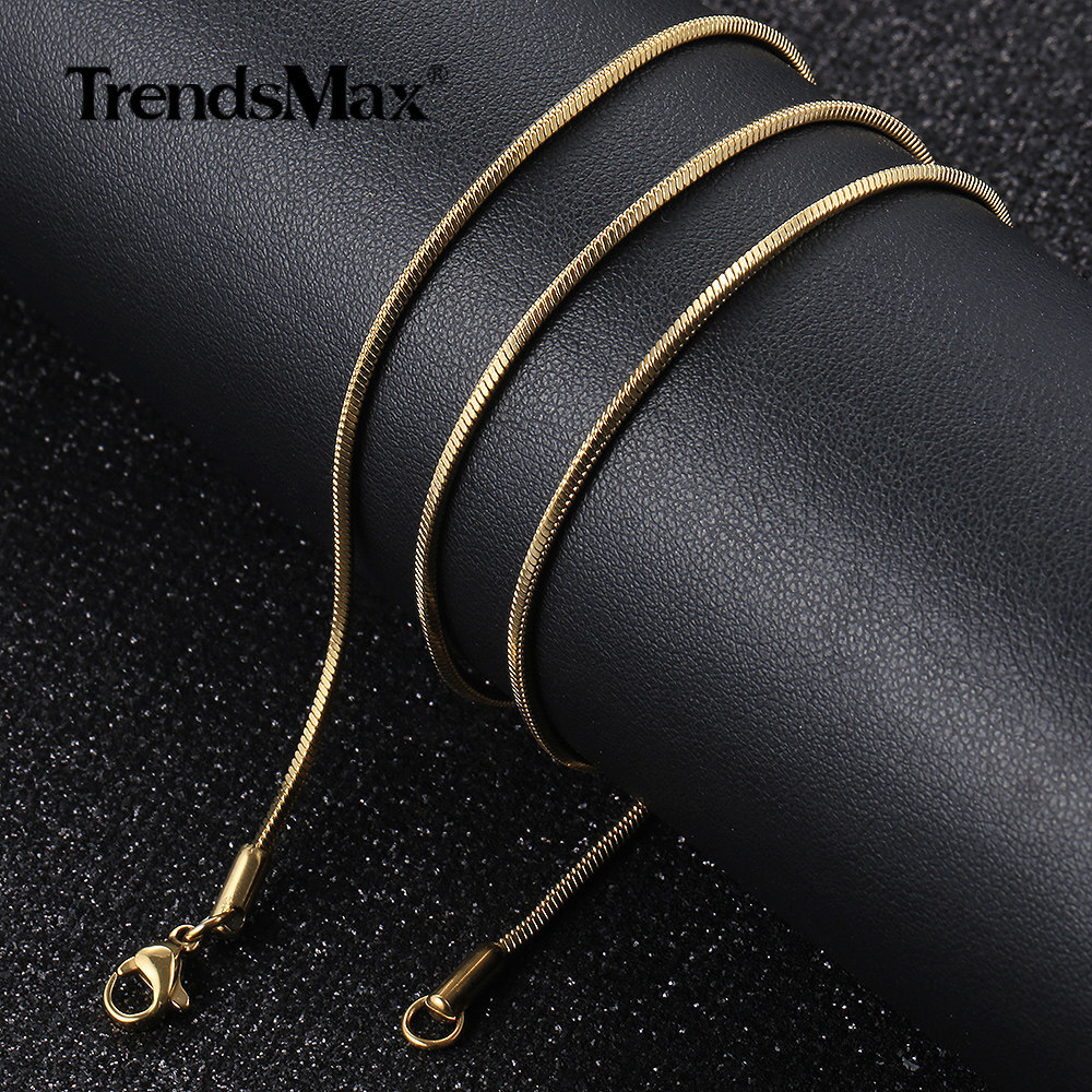 0.9-2mm Silver/Gold Plated Stainless Steel Herringbone Snake Chain Necklace 22″