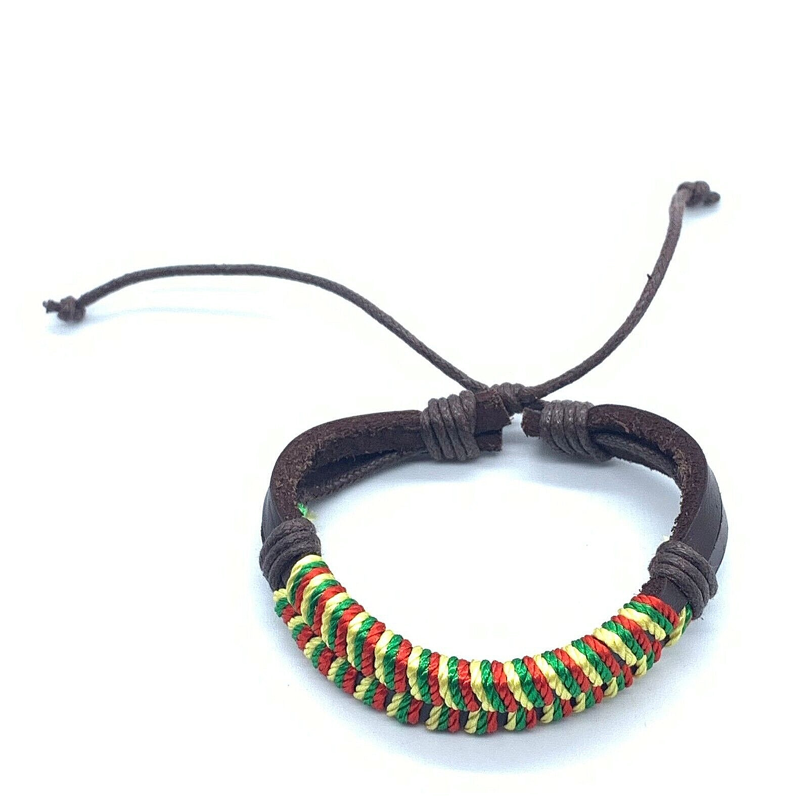 12pcs Rasta Hippie Double Cord Braided Leather Handmade Gift Bracelets 7in-11in