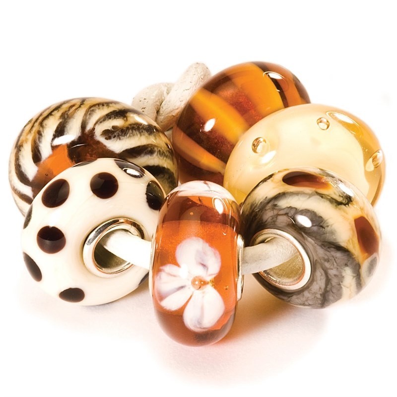 (Set of 6) Trollbeads Retired Brown/Beige Bead Kit TGLBE-00062