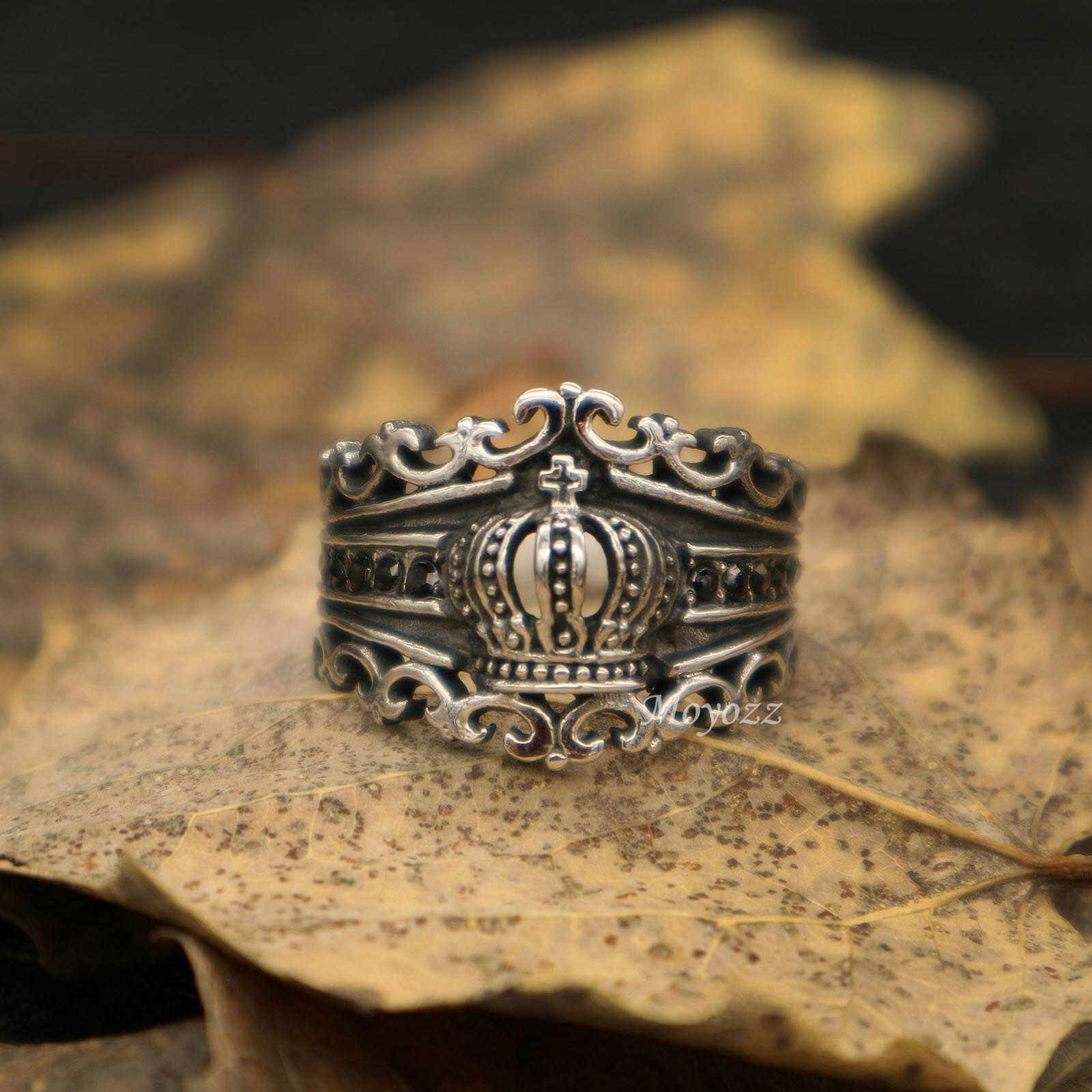 Mens Black CZ King Crown Ring Men Stainless Steel Size 7 8 9 10 11 12-15 Gift