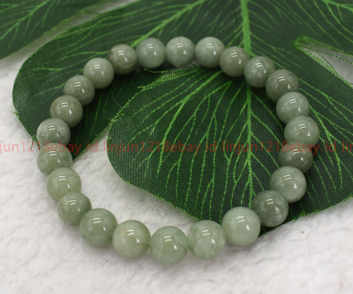 Wholesale Natural 4 Pcs 8mm A Green Jade Gems Round Beads Stretch Bracelet 7.5in