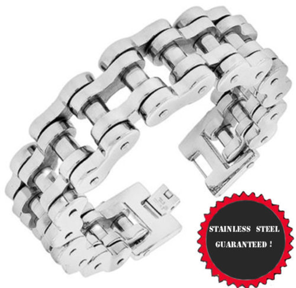 Bike Bracelet Man Biker Silver Chain Motorcycle 8” 9″10” Stainless Steel