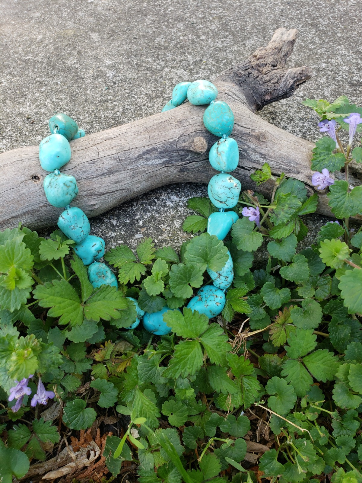 Robins Egg Blue Turquoise Beaded Nugget Vintage Lobster Clasp Necklace