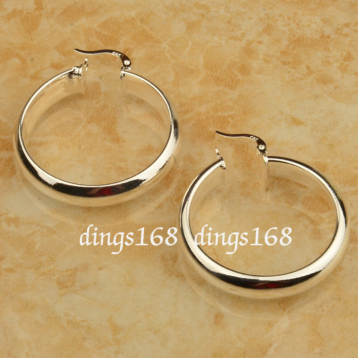 925 Sterling Silver 30mm Medium-Size 5mm Wide Smooth Shiny Flat Hoop Earring ZG2