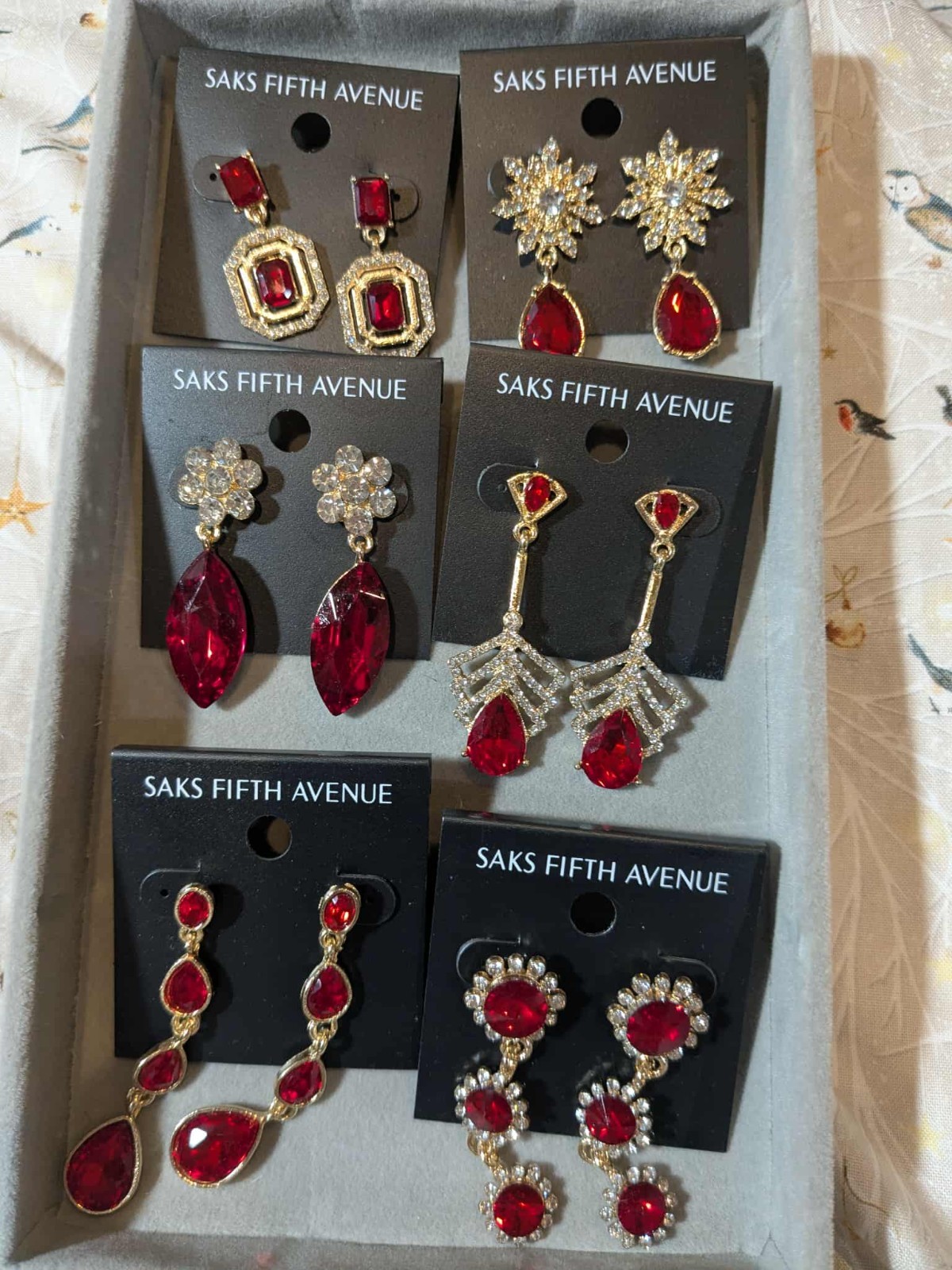 NWT Saks fifth avenue earrings, Post Back, Red, Choose Your Style, CHRISTMAS GIF