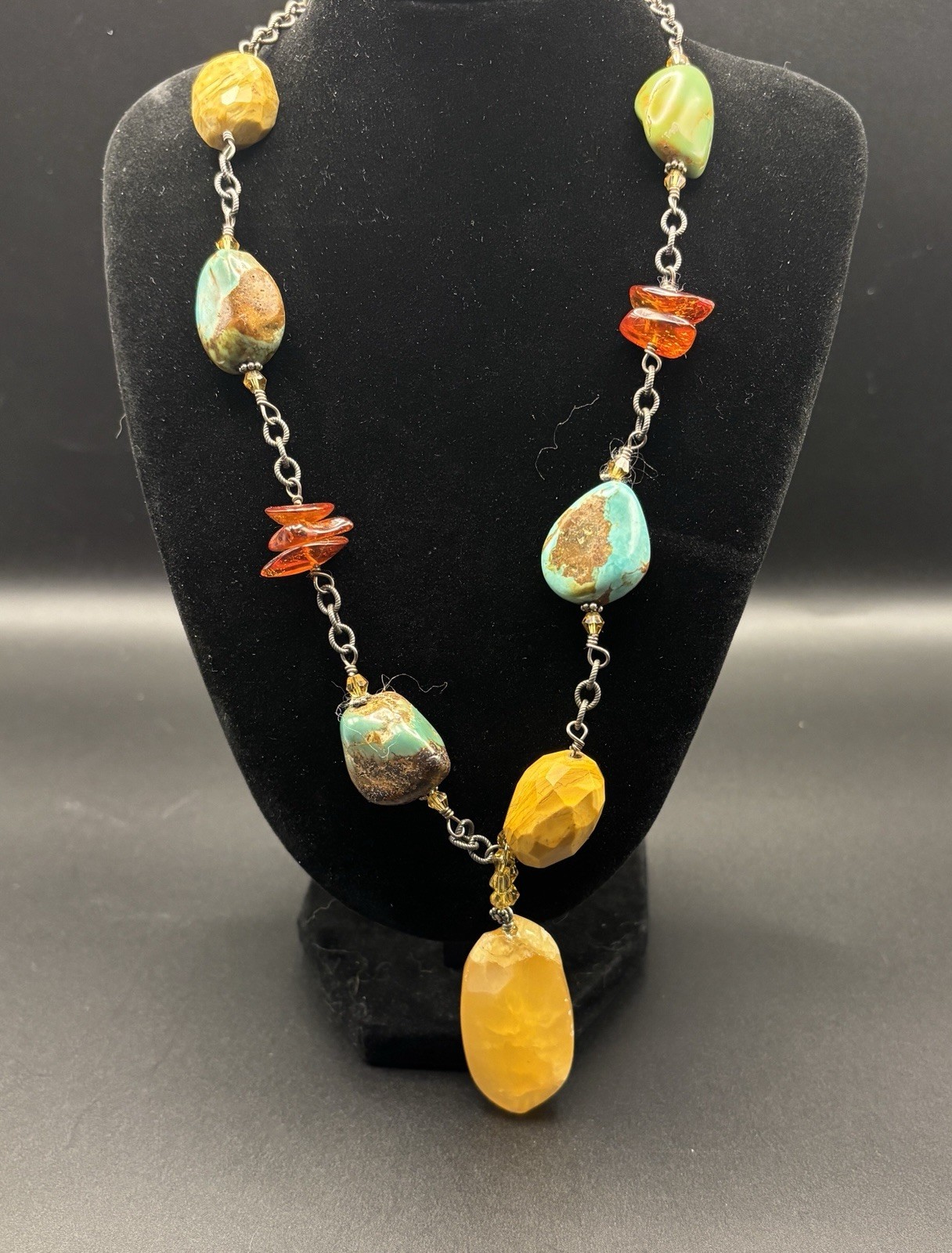 Retired Silpada N1296 Yellow Jade Calcite Turquoise Sterling Pendant Necklace **