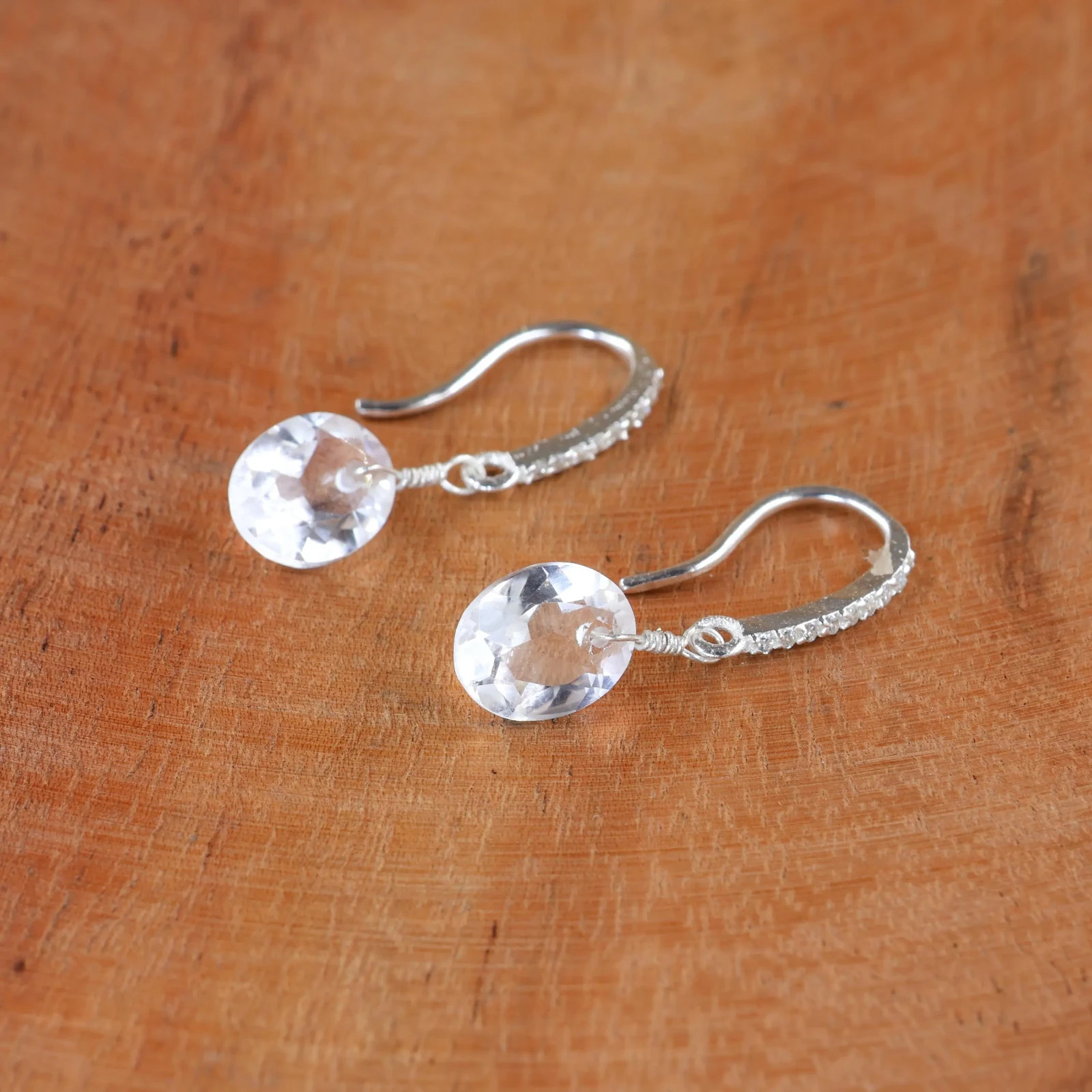 Oval Gemstone Earrings in Silver, Diamond Jewelry, Bridesmaid Gift for Her