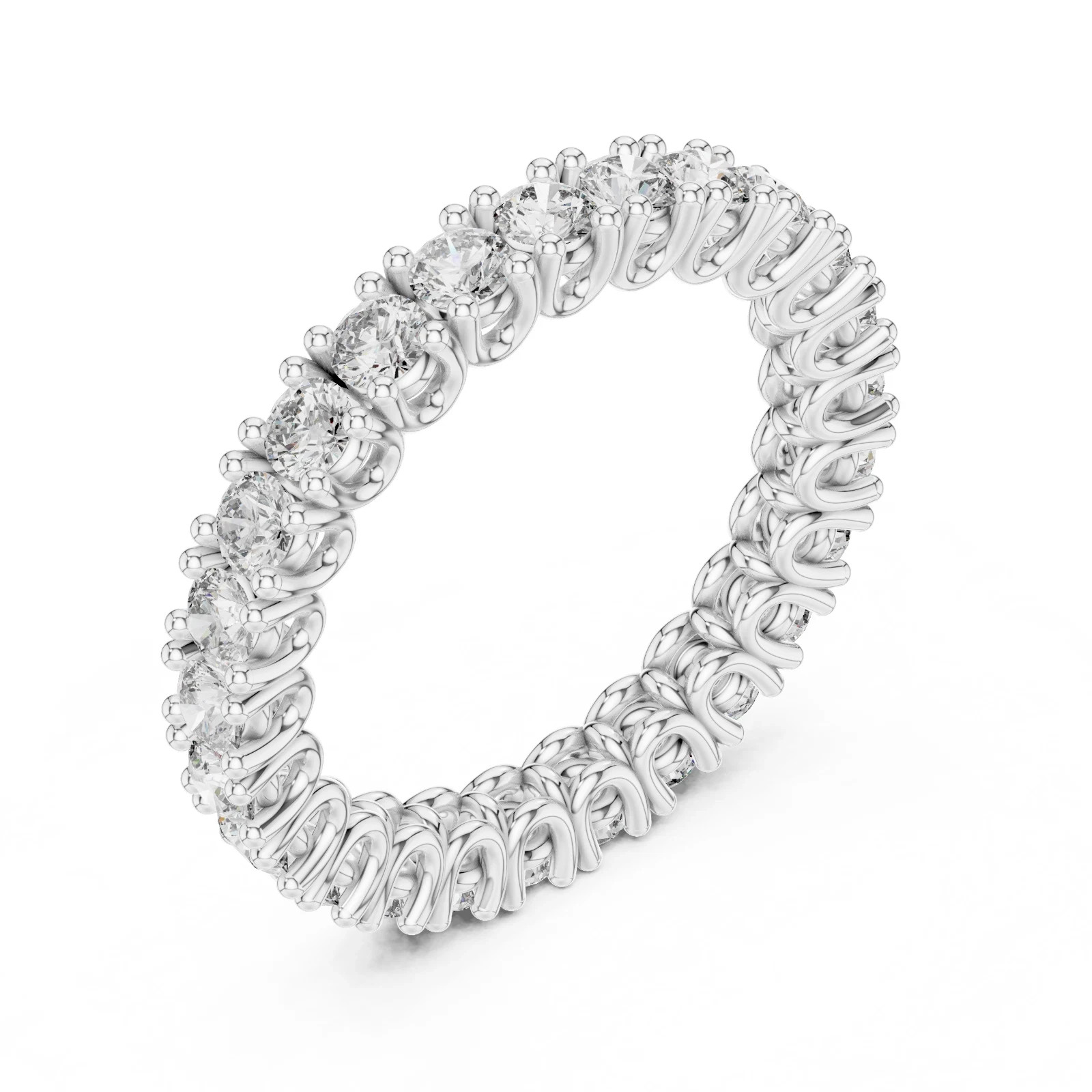 1.62 Ct Round Cut Lab Created Diamond Eternity Band Ring 14K White Gold Size 8