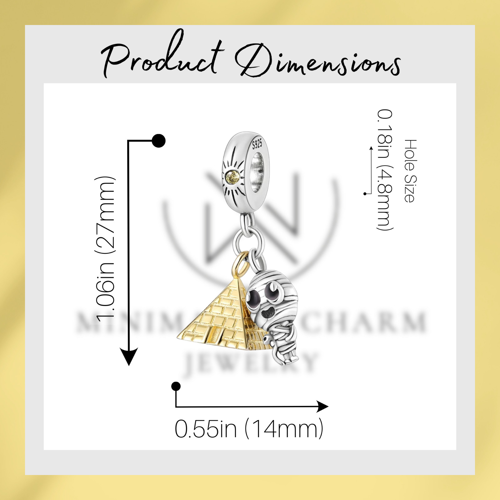 Pyramid And Mummia Charm For Bracelet, Egypt Charm, Travel Charm