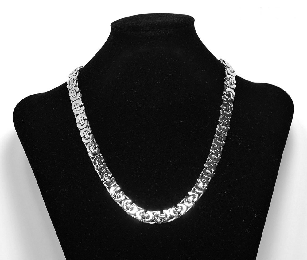 Hot Mens Jewelry Silver Stainless Steel Byzantine Chain Necklace & Bracelet Set