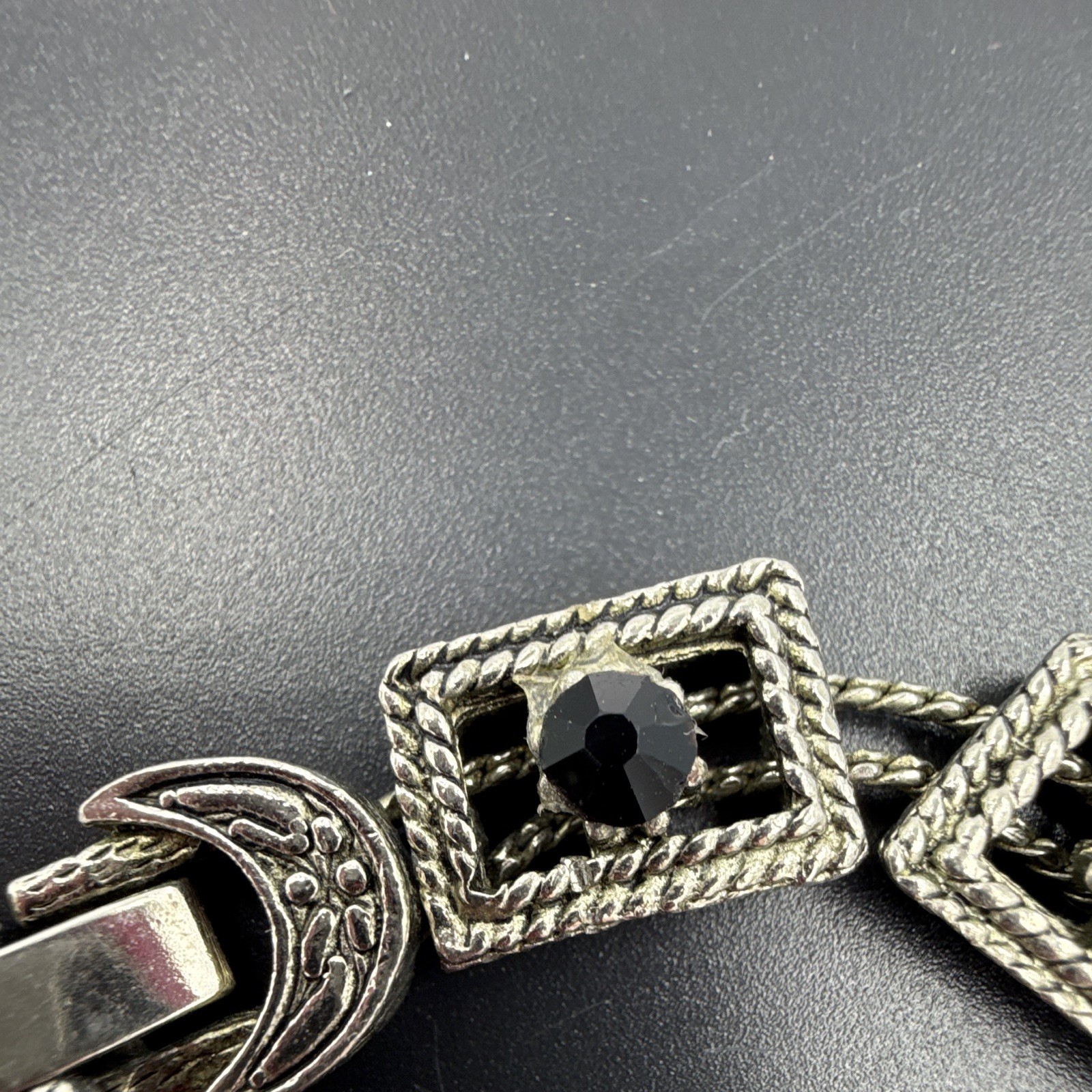 Silver Tone Multicolor Round Crystal Link Rope Chain Bracelet Box Clasp