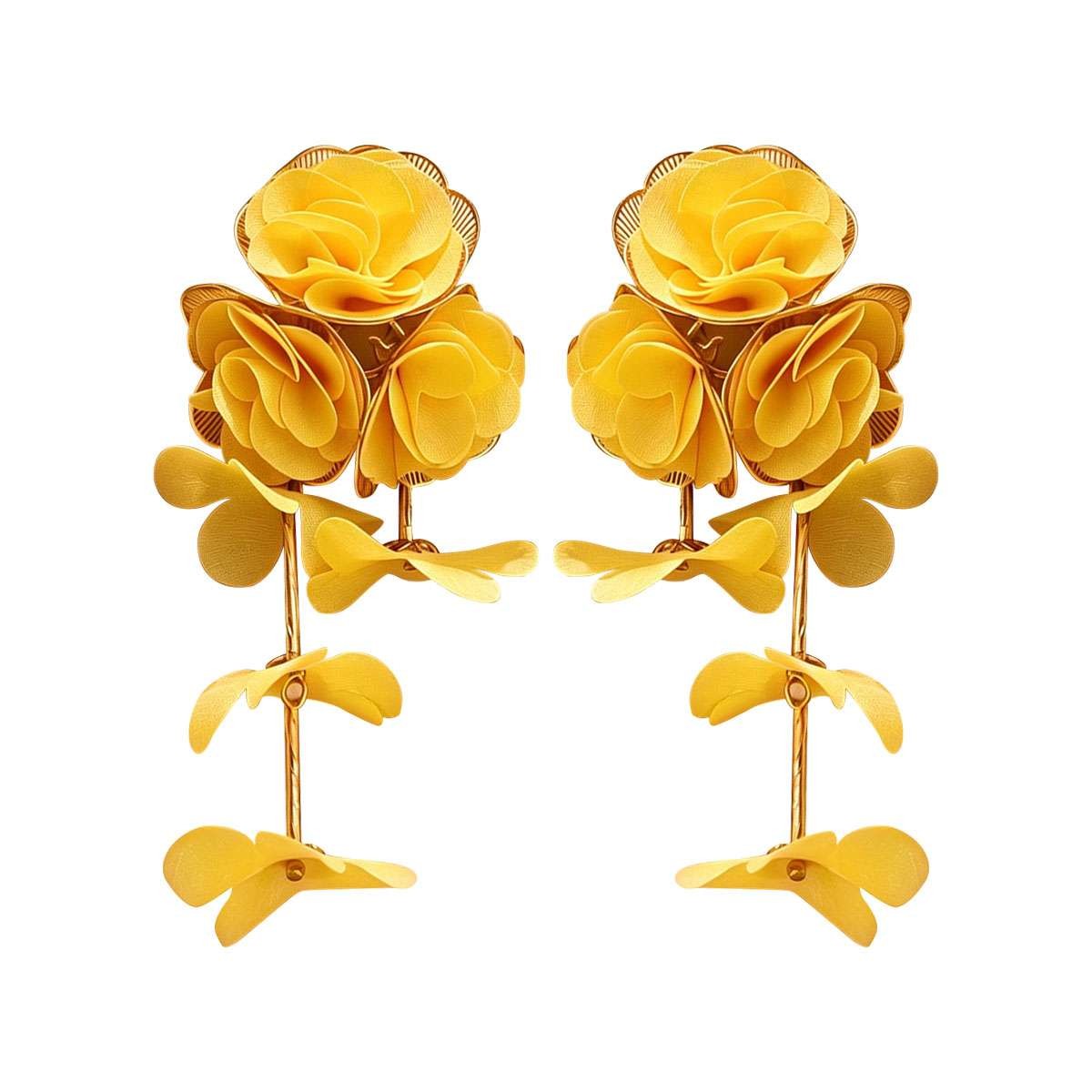 Big Flower Drop Earrings for Women Long Fabric Floral Dangle Earrings Bohem