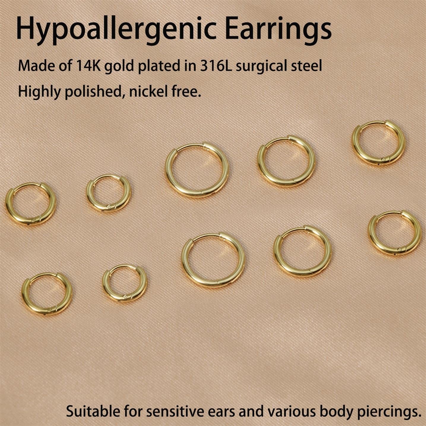 Small Gold Hinged Huggie Hoop Earrings for Women Lobe Cartilage Lightweight