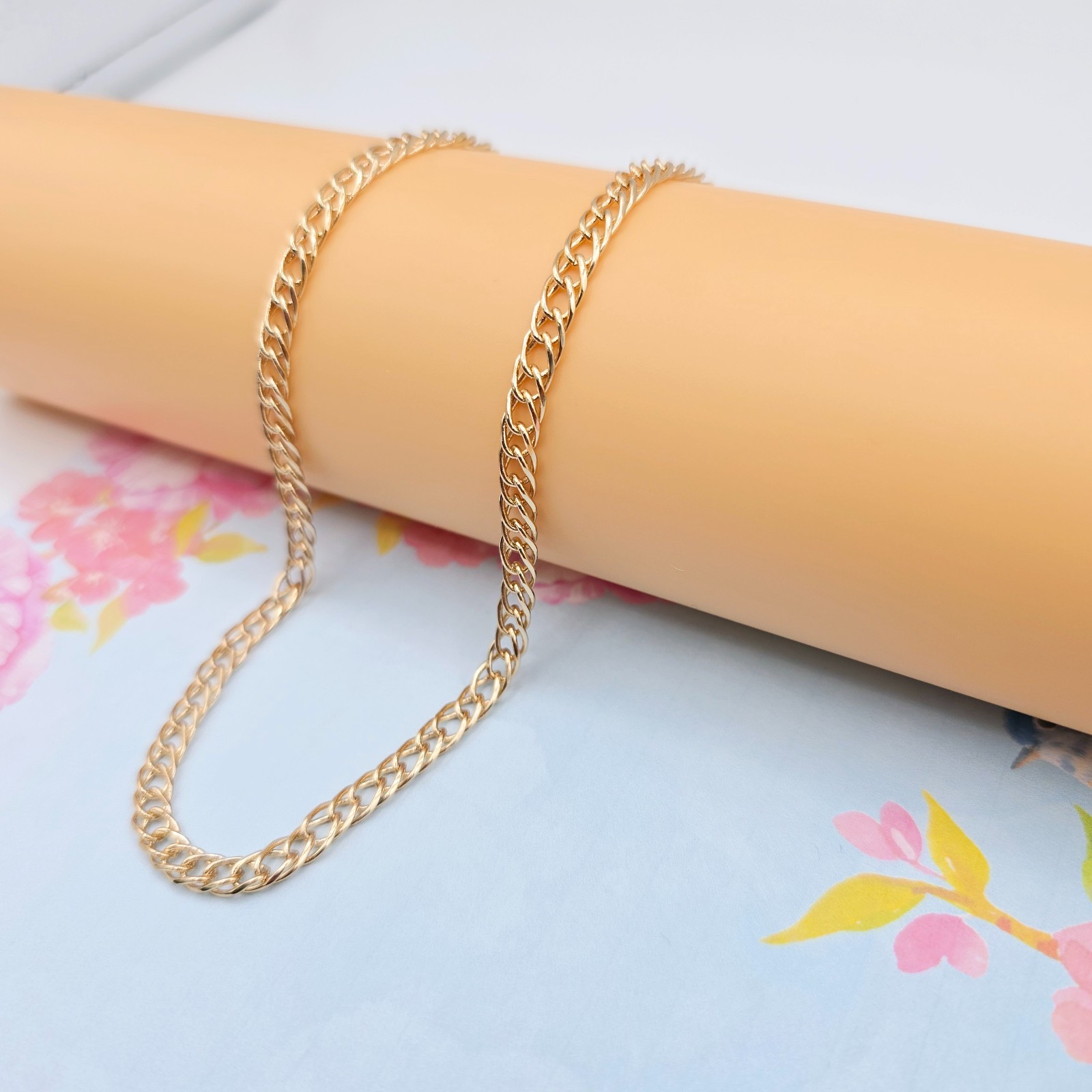 Curb Chain Necklace for Men & Women, 23.6 Inch Length, XPNL0088 Slim Rose Gold