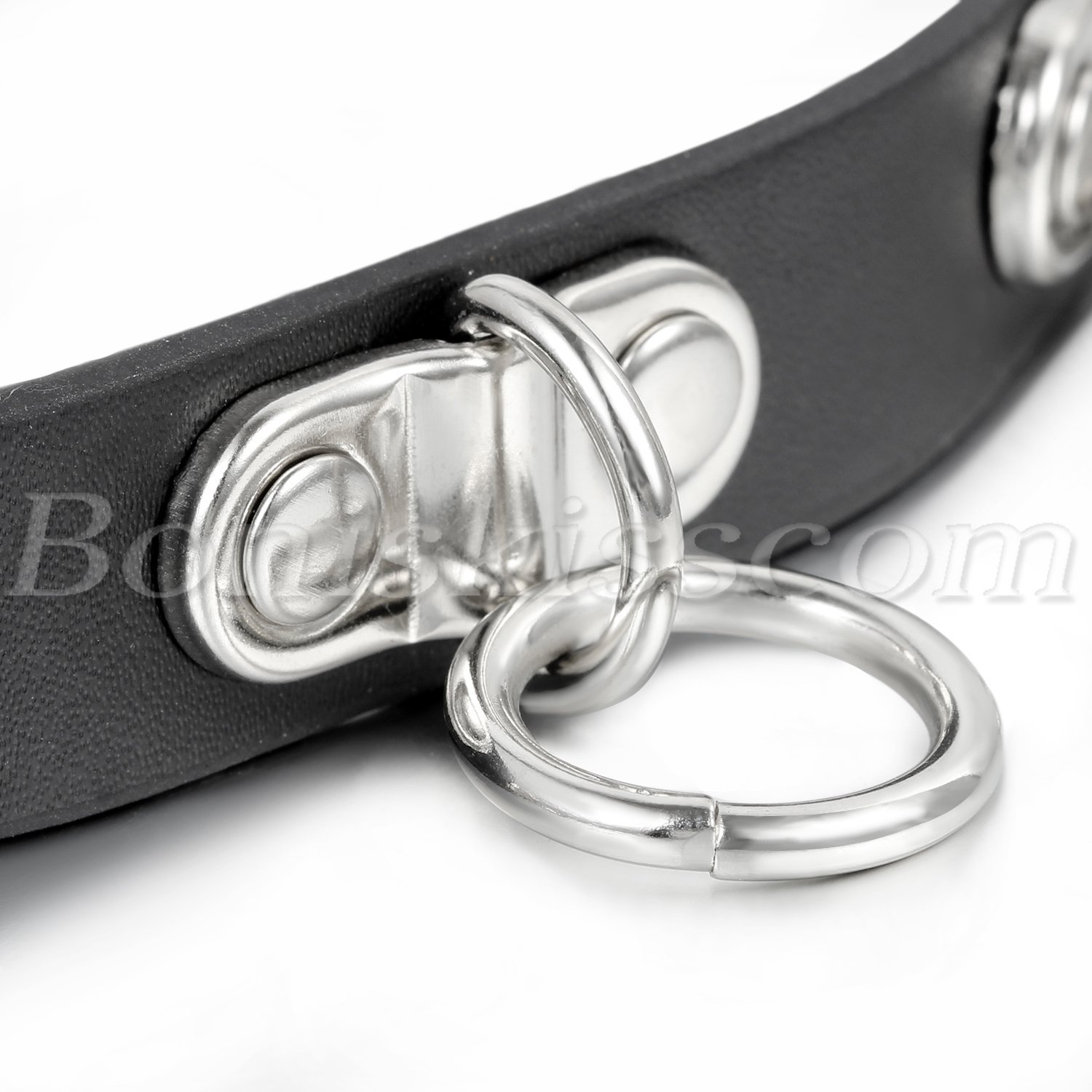 Gothic Punk Round Rivet O Ring Pendant Choker Collar Black Leather Necklace New
