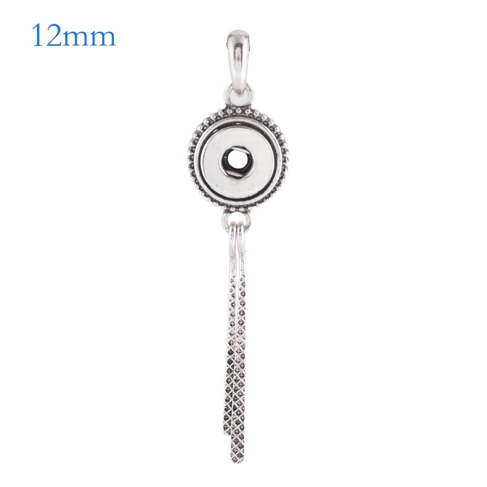 Mini Snap Jewelry Pendant Tassle Silver Tone Fits 12mm Petite Ginger Charms 3.5″