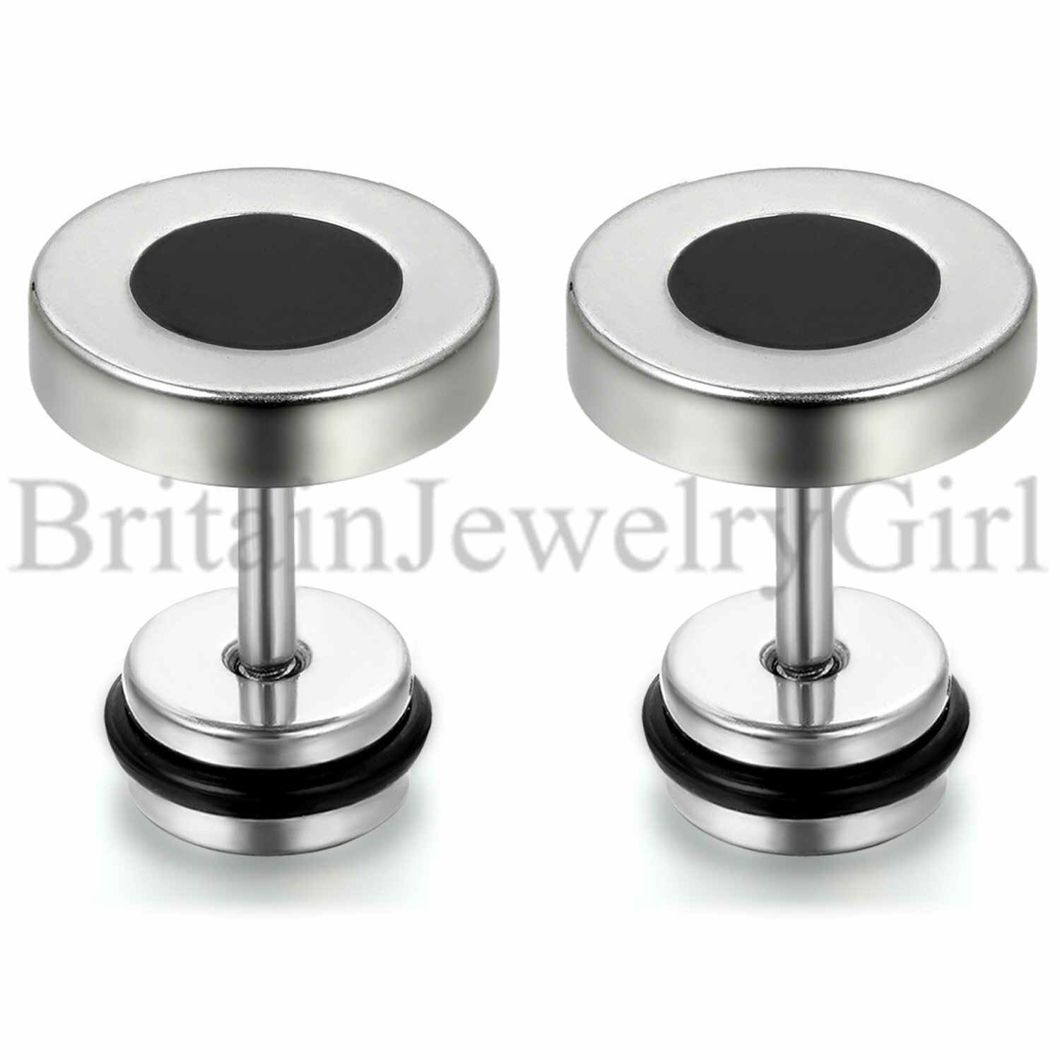 2-6PCS Men Unisex Stainless Steel Barbell Punk Ear Stud Earrings 8mm/10mm/12mm