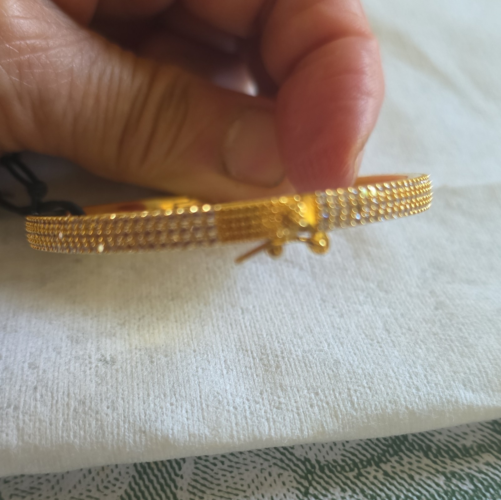 Nordstrom Gold Tone Cubic Zirconia Pavé Hinged Bangle Cuff Bracelet Nickel-Free