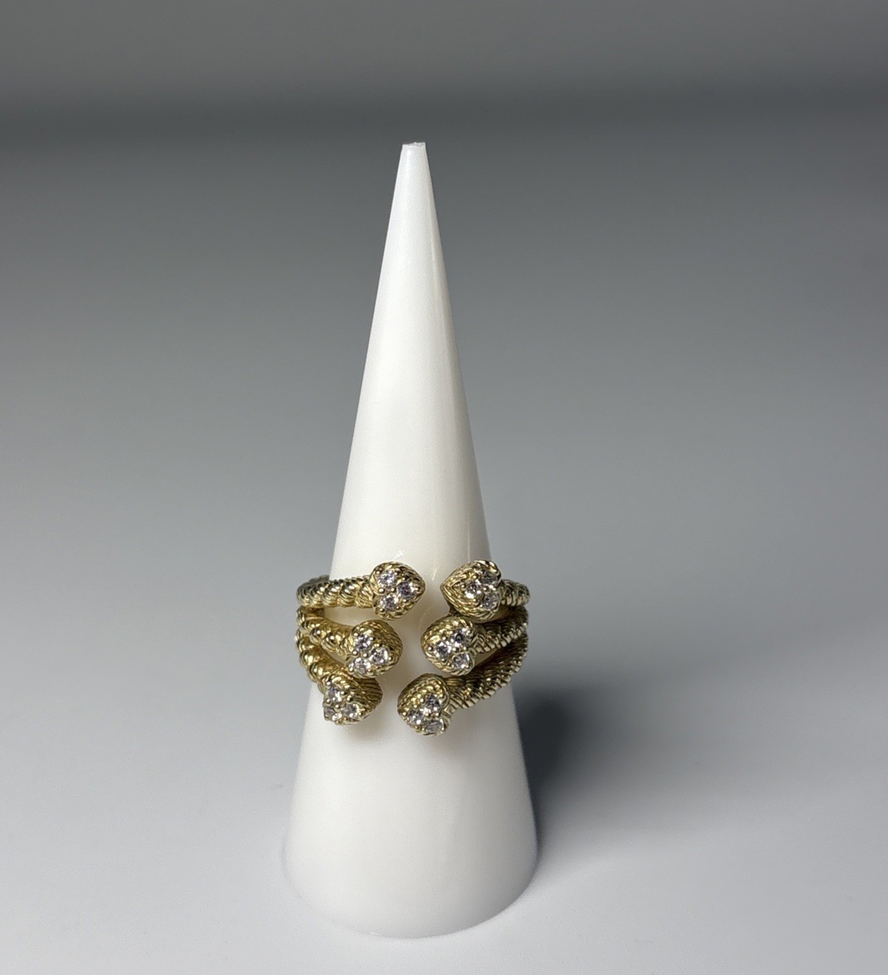 Judith Ripka Sterling Silver Gold Toned Verona Hearts Ring Size 8