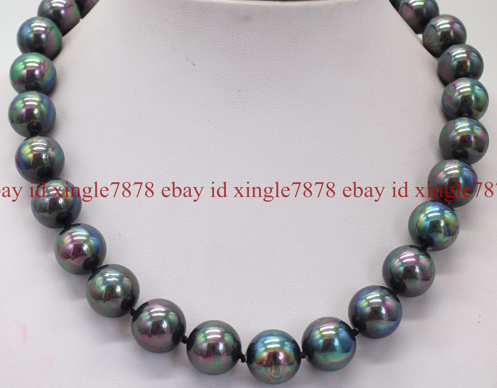 Huge 14mm Natural Rainbow Black South Sea Shell Pearl Necklace 16-28″