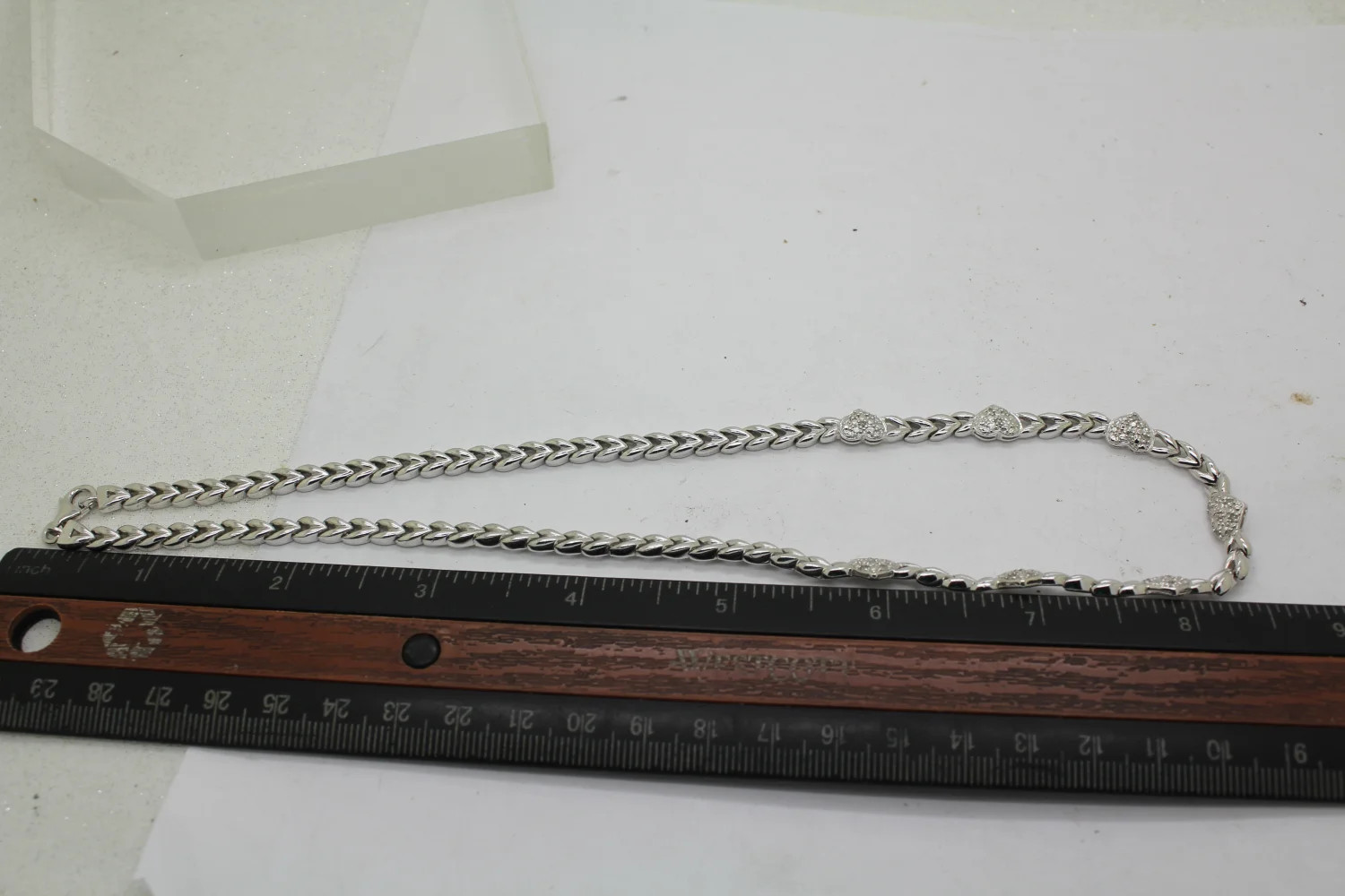 Designer OTC .925 S.S. DIAMOND acc. HEART STATION necklace 27g
