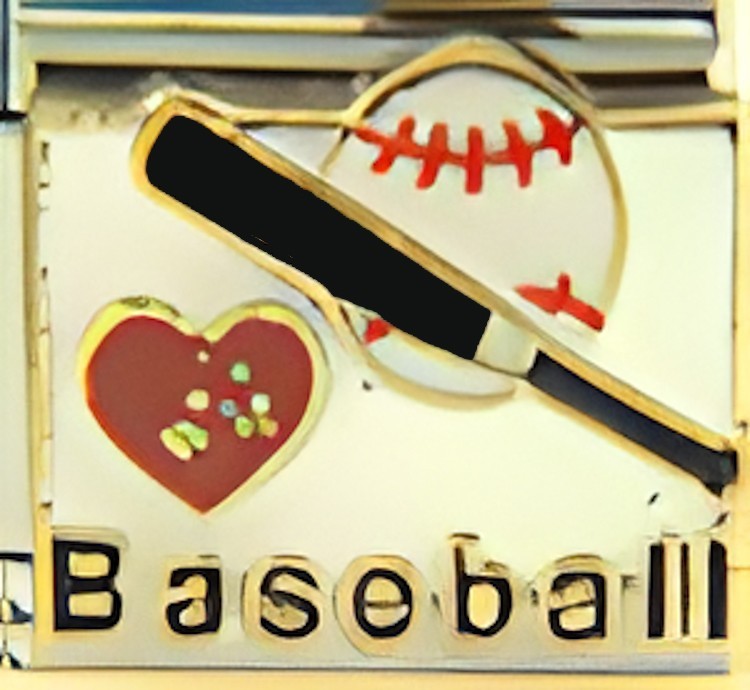 I Love Baseball Bat Ball Enamel 9mm Italian Charm Bracelet Sports Mom Gift Link