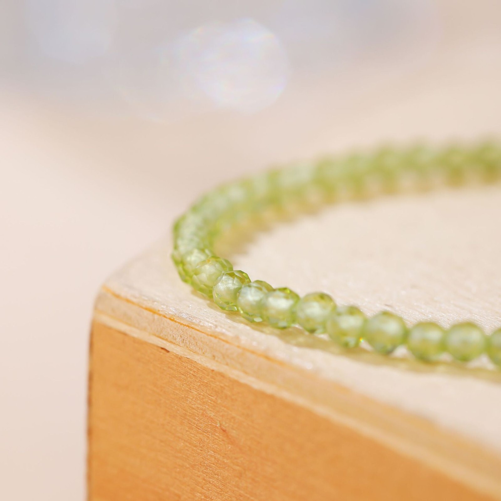 Natural Peridot Stone Dainty Bracelet 2.5mm Green Crystal Bracelet Minimalist