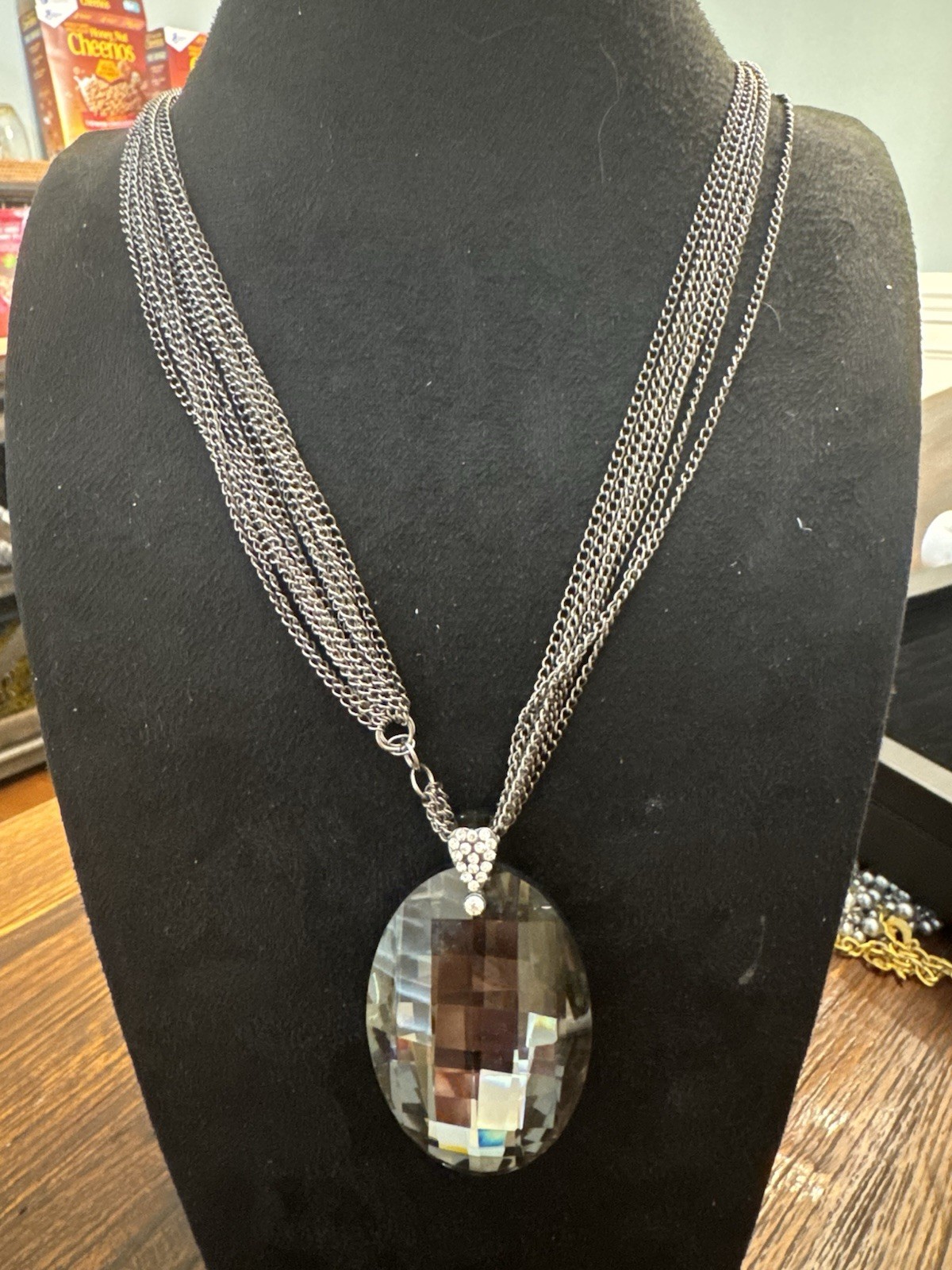 Gunmetal Multi Strand Chain Necklace Layered Statement Fashion Jewelry